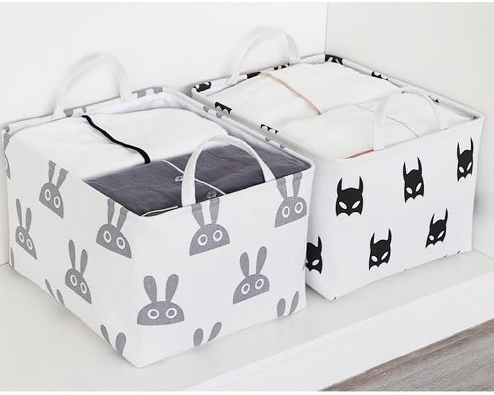 Darmine 3 Pack Multifunctional Linen Cube Storage Box Wardrobe Clothes Organisation Foldable Storage Baskets and Bins for Clothing Sheet Toy Book (Rabbit, 41X33X25.5Cm) image number 2
