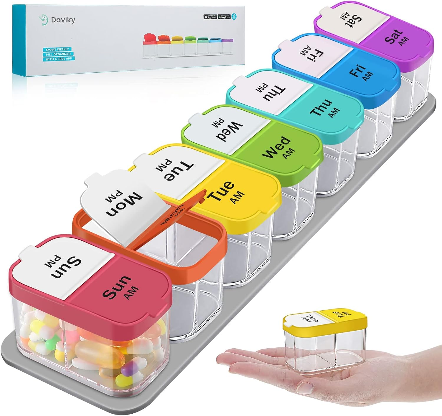 Extra Large Pill Organizer 7 Day XL Daily 2 Times a Day Pill Box 7 Day Am Pm Pill Case Jumbo Pill Container for Supplements Big Pill Holder Twice a Day Oversized Daily Medicine Organizer for Vitamins image number 1