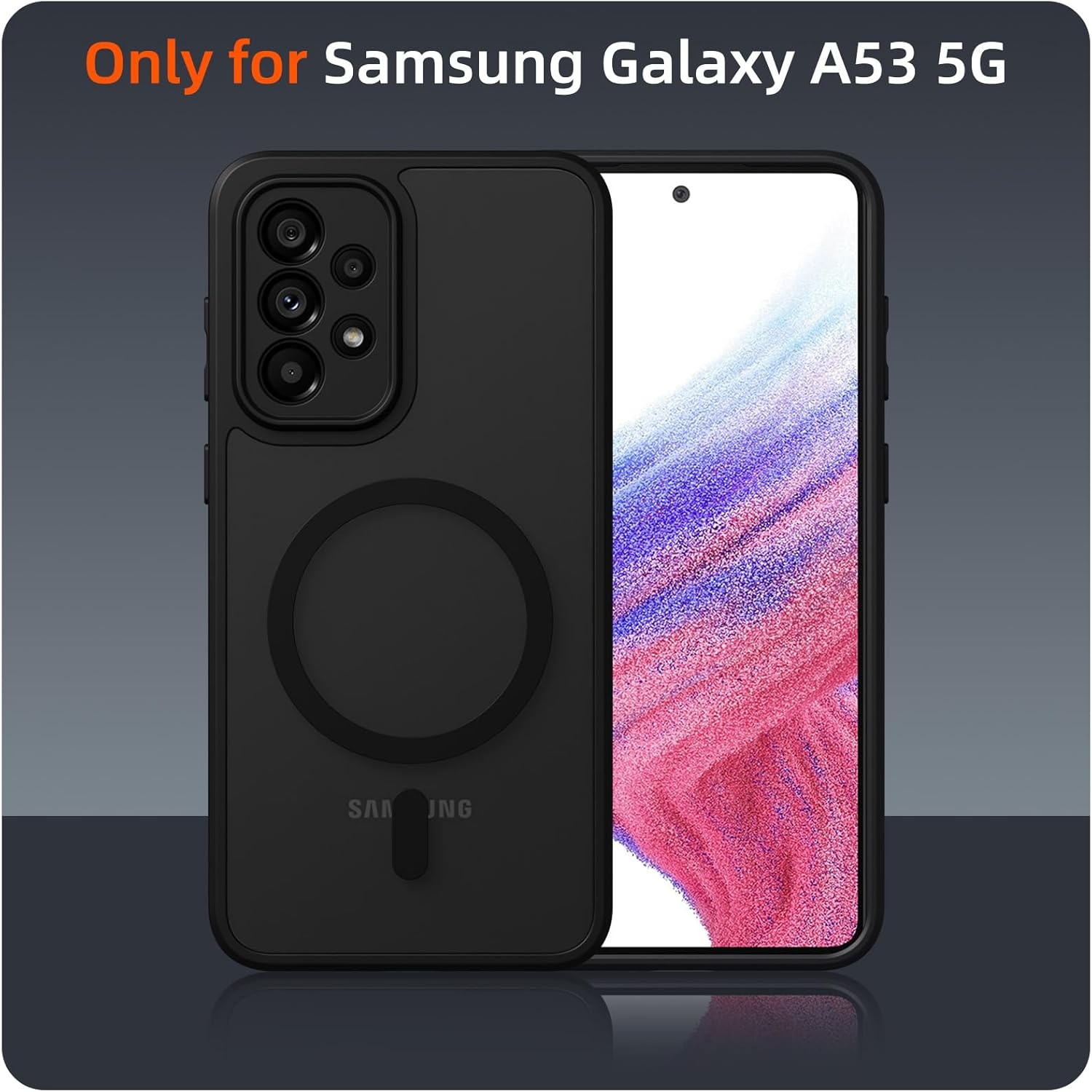 Pnakqil Magnetic for Samsung Galaxy A53 5G Case for Magsafe, Matt Translucent Mobile Phone Case for Samsung A53 with 2 Tempered Protection Glass, PC Hardness Back Scratch-Resistant Shockproof Thin image number 2