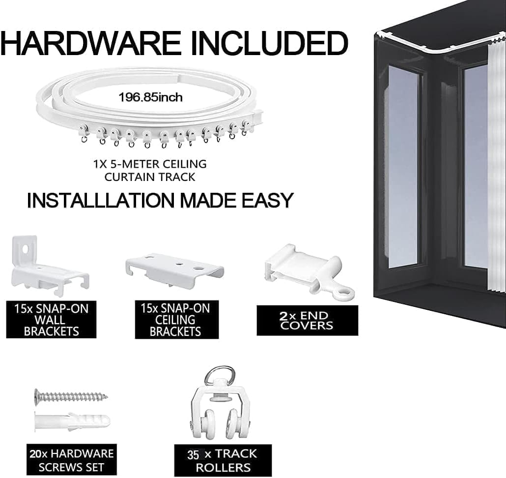 5 Meters (16.4FT) Flexible Bendable Ceiling Curtain Track,Room Divider, Window Treatment or Bay, Shower Track, Trailer Motorhome Curtain Track, Room Divider, Ceiling Track for Curtains image number 6