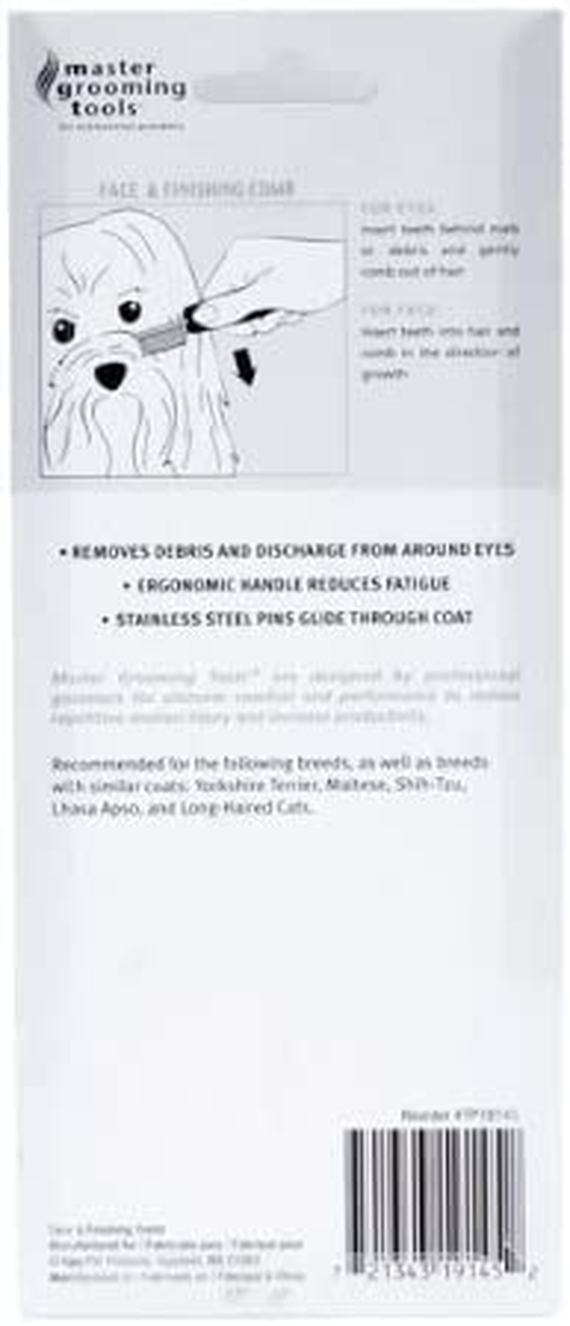 Master Grooming Tools Face & Finishing Combs &mdash; Ergonomic Combs for Grooming Dogs, 6&frac14;", Black