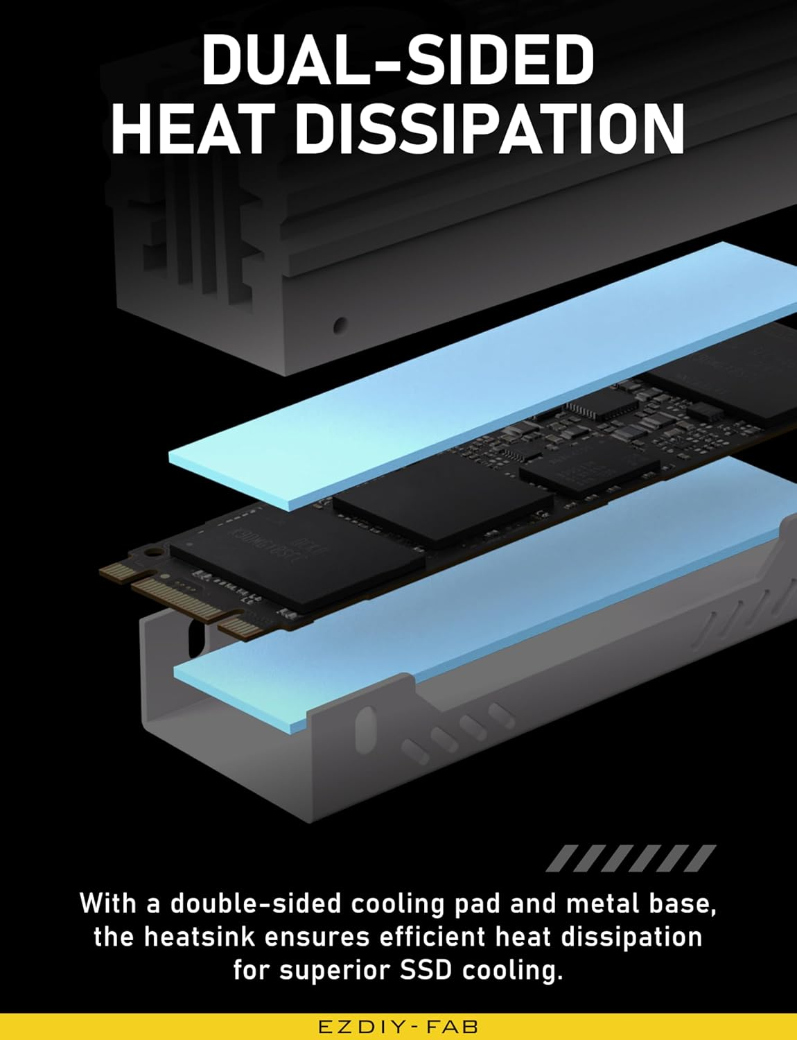 EZDIY-FAB Shield ARGB M.2 SSD Heatsink with Build-In 20Mm PWM Fan, Premium Aluminum Design,5V 3-Pin ARGB Sync, High-Performance SSD Cooler for M.2 2280-White-1 Pack image number 2