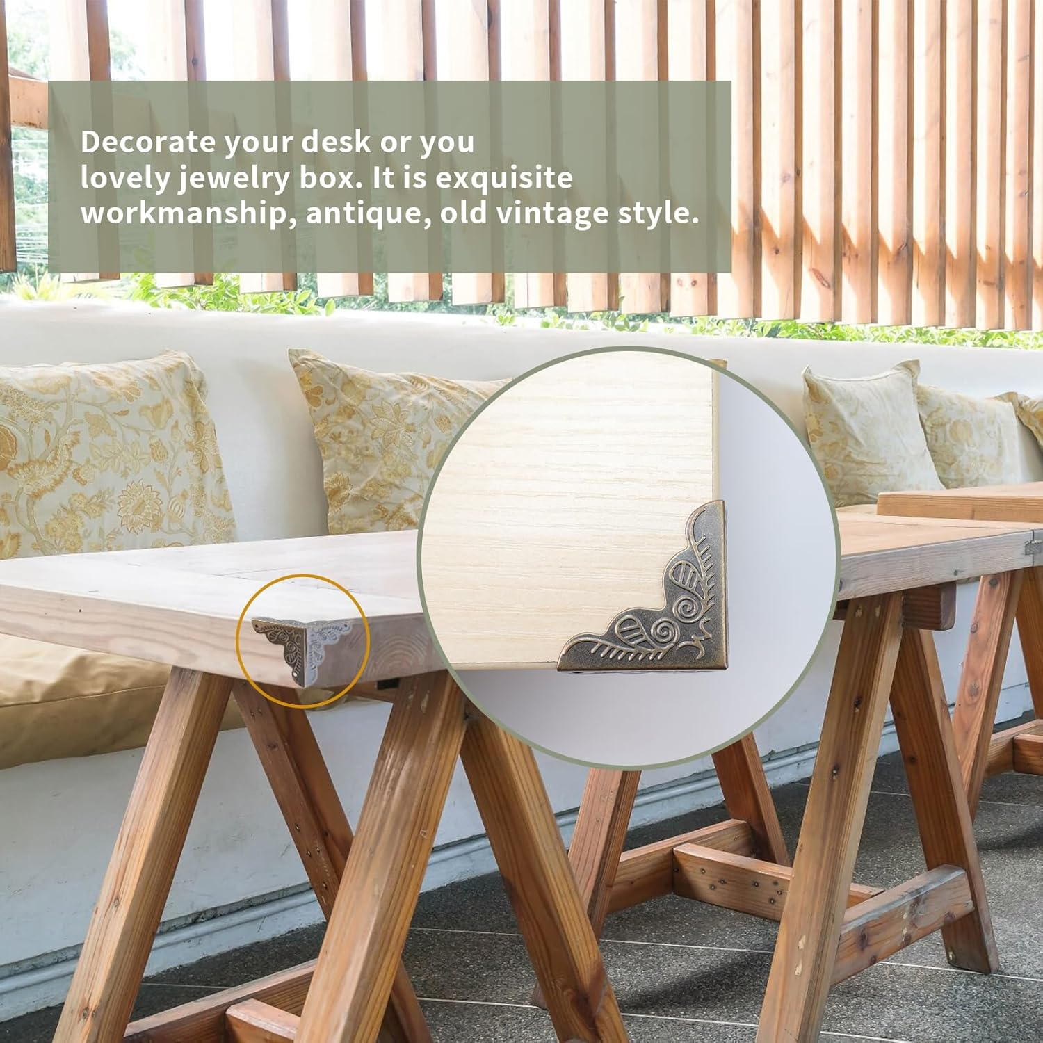 Bitray 48Pcs Antique Corner Decorative Corner 25Mm Vintage Edge Guard Bronze Tone Box Corner Protector with Screws - Bronze image number 3