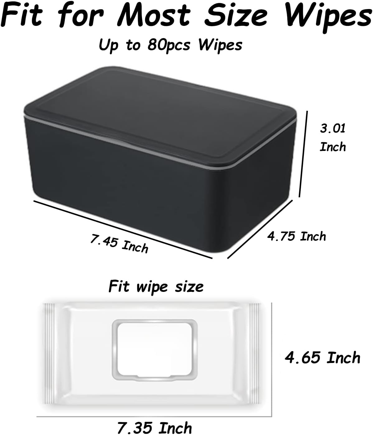 Seposeve Wipes Dispenser, Wipe Holder for Baby & Adult, Refillable Wipe Container, Keeps Wipes Fresh, Far from Dirty Wipes, Easy Open/Close Wipes Pouch Case, Black image number 5