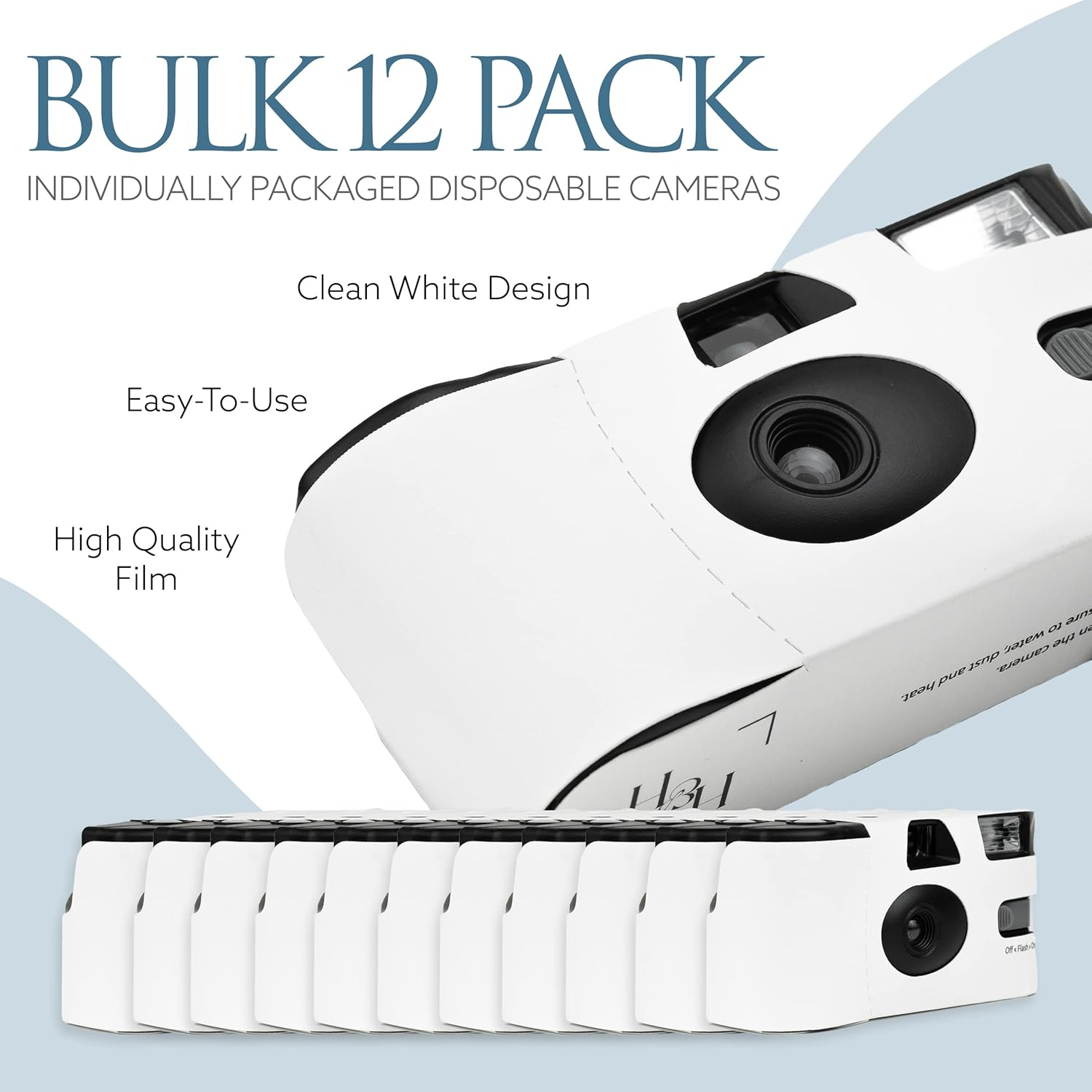 Disposable Cameras Bulk (12 Pack) &ndash; White Single Use Camera Set: Perfect for Weddings, Baby Showers, Birthday Parties & All Events &ndash; 35Mm ISO 400 Film, 27 Exposures, Bright Flash, Easy-To-Use, Vintage