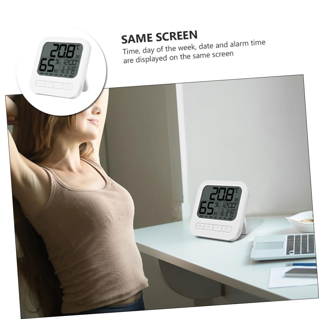 Gadpiparty Digital Indoor Thermometer Hygrometer with Temperature Humidity Monitor LCD Display Records Alarm Snooze Celsius Fahrenheit for Home Office Nursery image number 5