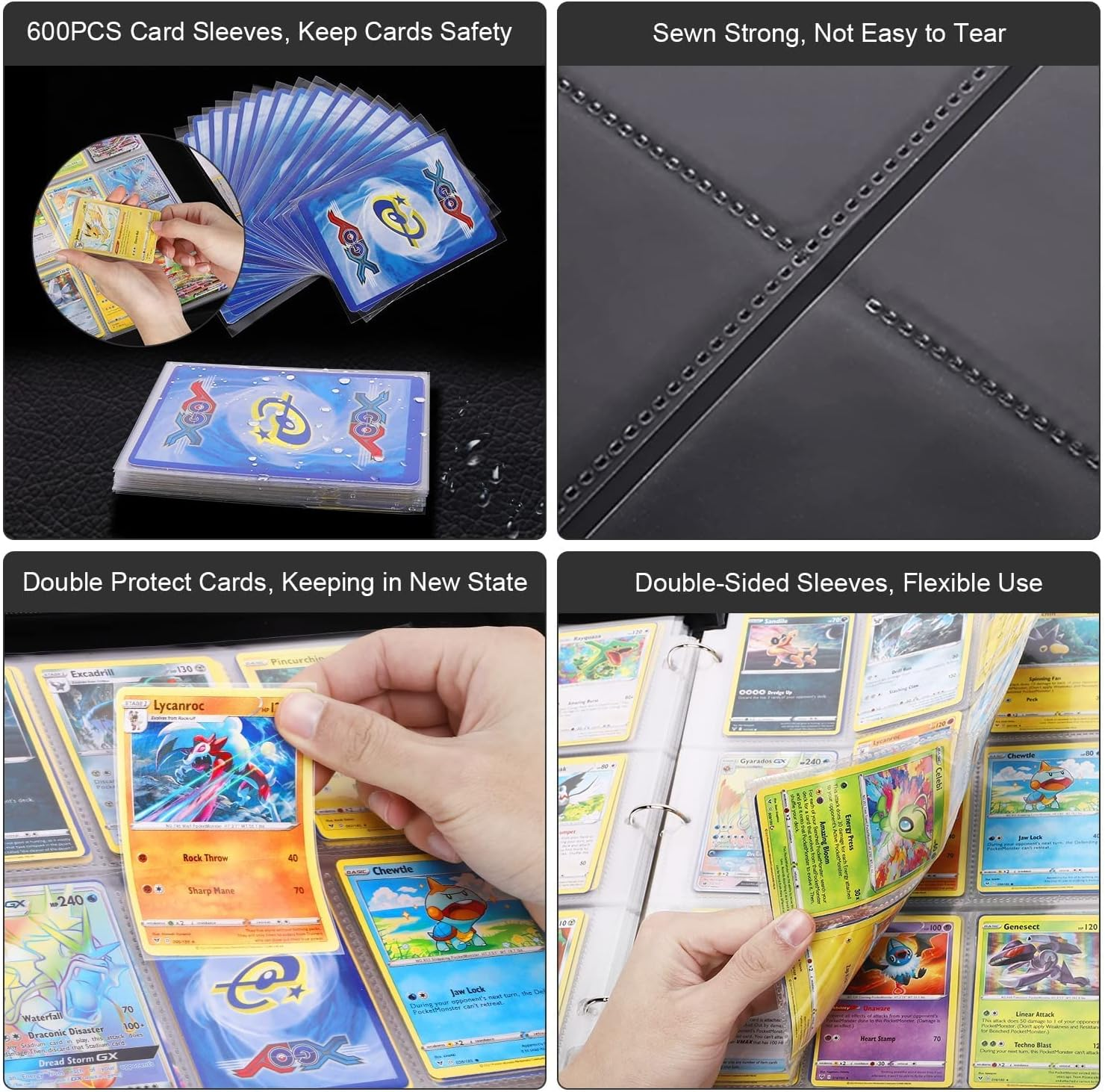YOZOTI Card Binder for PKMN Trading Cards, 9-Pocket Pages Sleeves 900 Pockets Card Binders Holder Folder Album Book Protectors, Fit for TCG Yugioh MTG Baseball Football Cards image number 2