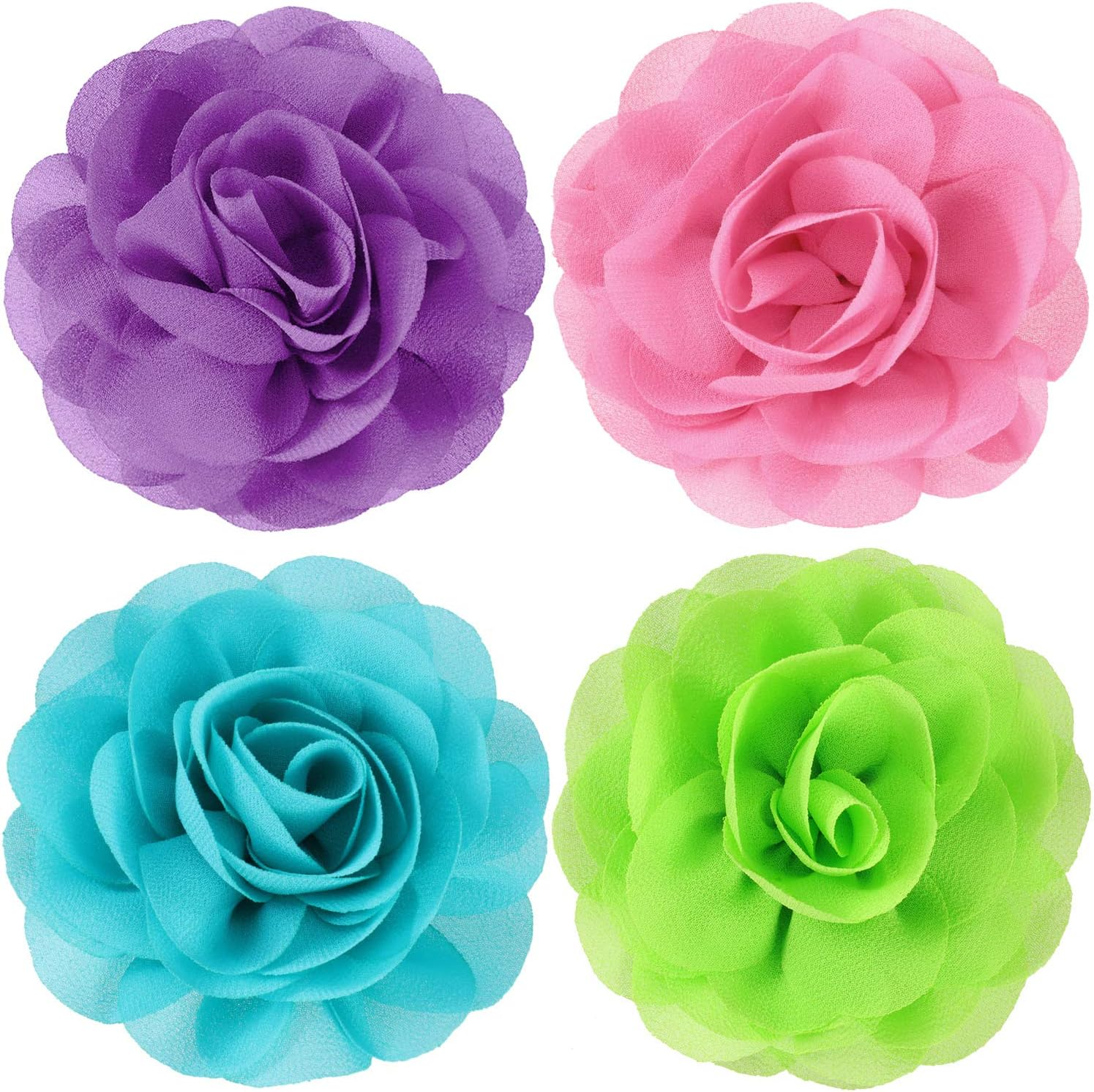 4 Pieces Dog Flower Bow Collar Multicolored Pet Bow Collar Dog Charms Flower Set for Puppy Dog Collar Cat Pet Grooming Accessories (Green, Lake Blue, Light Purple, Pink)