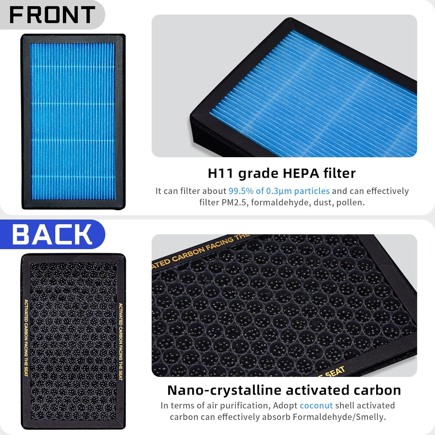 CYBERBEANS Air Conditional Replacement with Activated Carbon for Tesla Model 3 Model Y HEPA Cabin Air Filter Accessories 2016-2024 2025 Juniper Highland Upgraded Version(2 Pack) image number 4