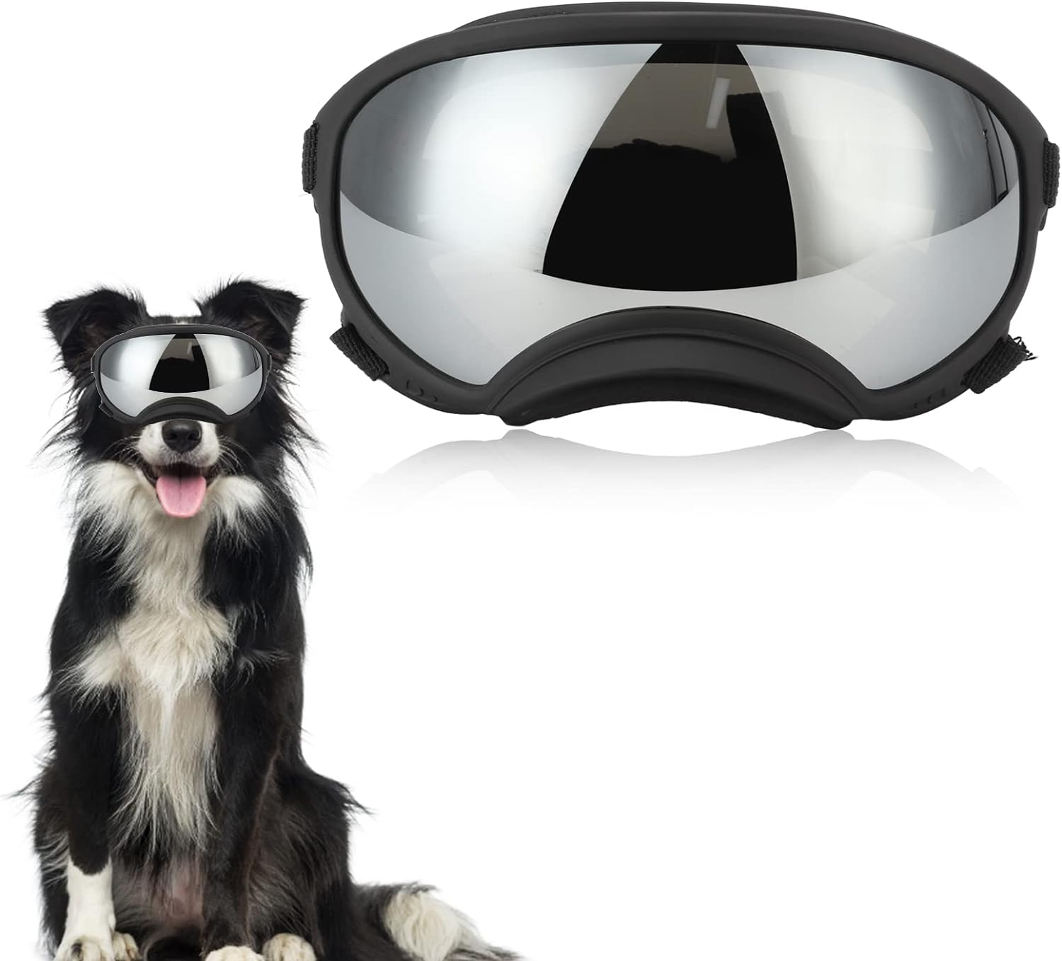 UV Sunglasses Small Funny Pet Dogs Goggles Wind Dust Fog Protection Eye Wear Protection Windproof anti Fog Sunglasses with Adjustable Strap for Medium Large Breed Dog Mixed Color - Black Frame Blue Lens image number 7