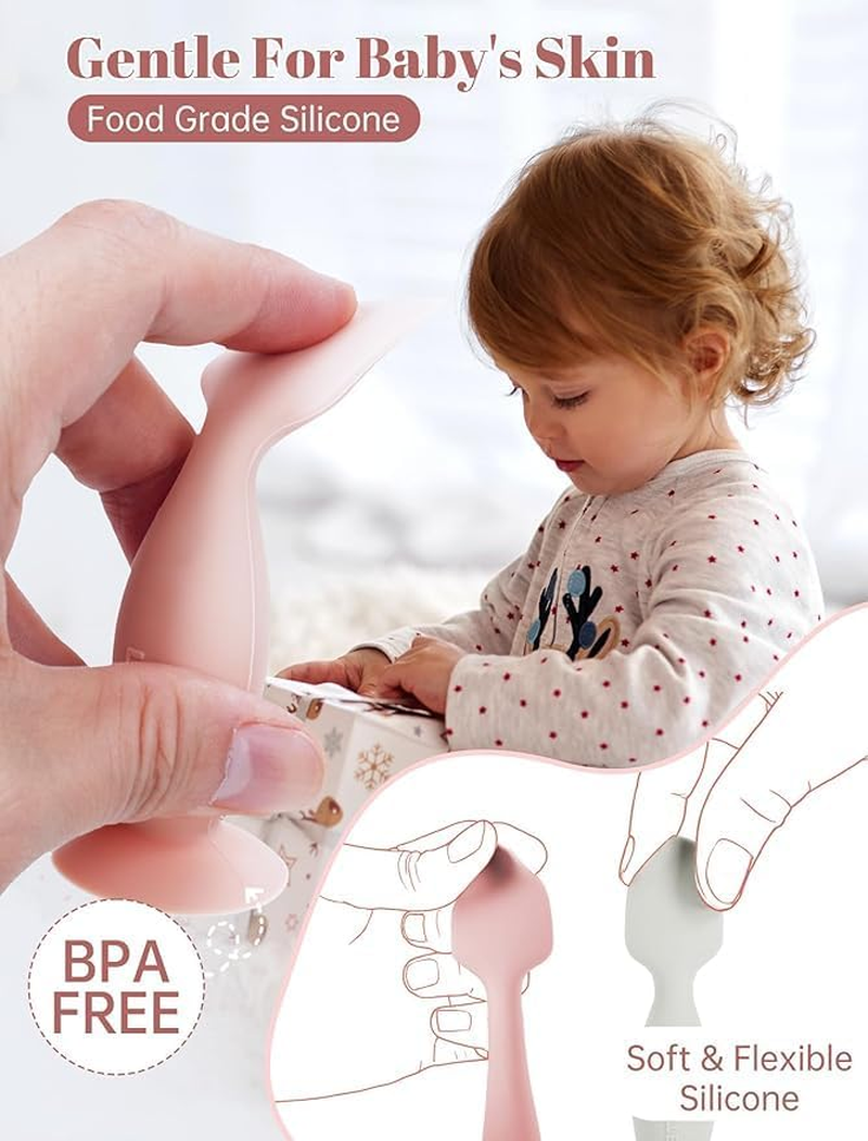 Diaper Rash Cream Applicator Spatulas with Suction Cup Base, 2Pcs Mini Rash Cream Brush Silicone Diaper Applicator Brush, Diaper Cream Soft Silicone Brushes with Suction Base image number 5