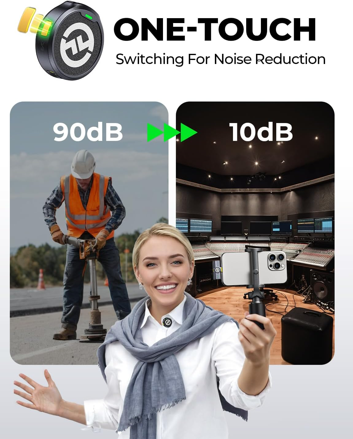 Hollyland Lark M2 Wireless Microphone for Iphone, Camera and Android, All in One(2Tx+3Rx), 1000Ft Los Range, Hi-Fi Audio, Noise Cancellation, 40H Duration, for Vlogging image number 4