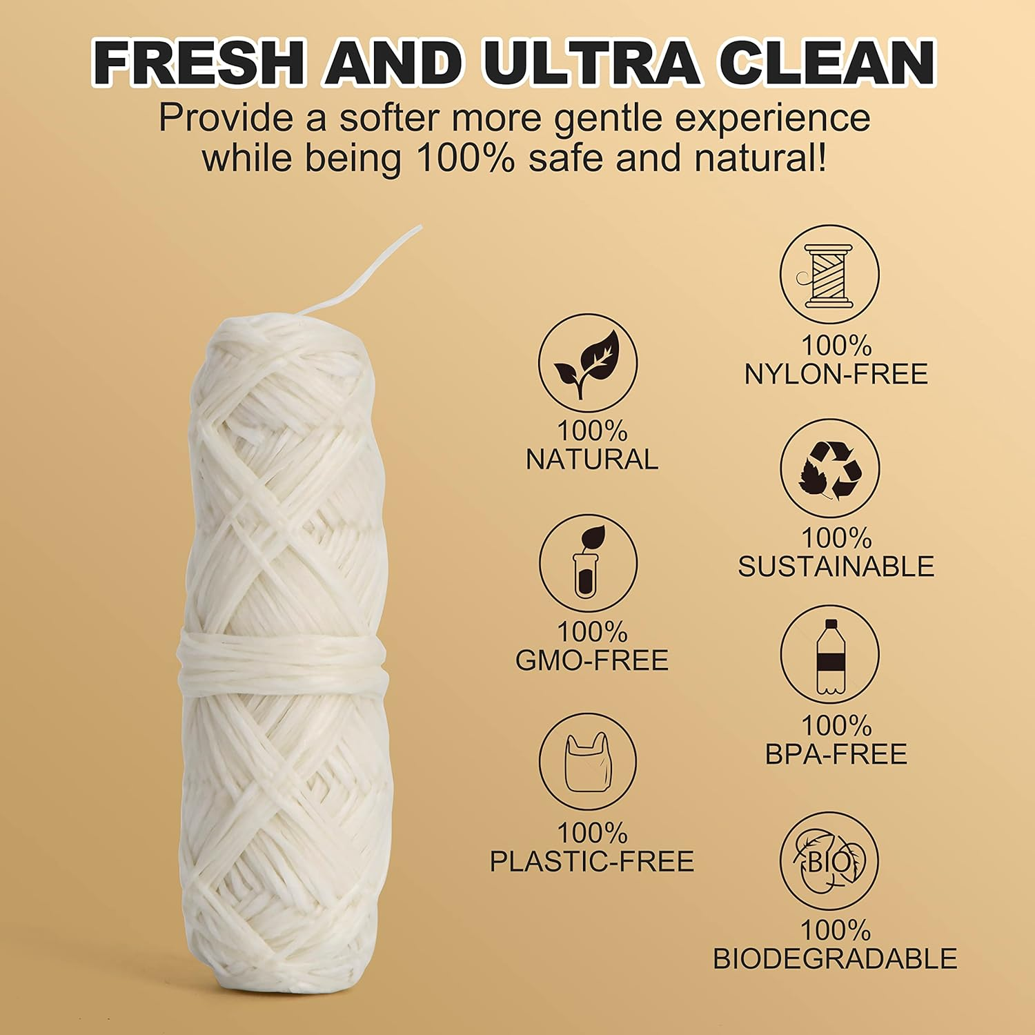 Gaia Guy Natural Unflavored Silk Dental Floss with Floss Refill & Reusable Bamboo Holder | 2 X 30 Meters of Compostable Pure Silk Waxed with Candelilla Wax | Plastic-Free Packaging image number 5