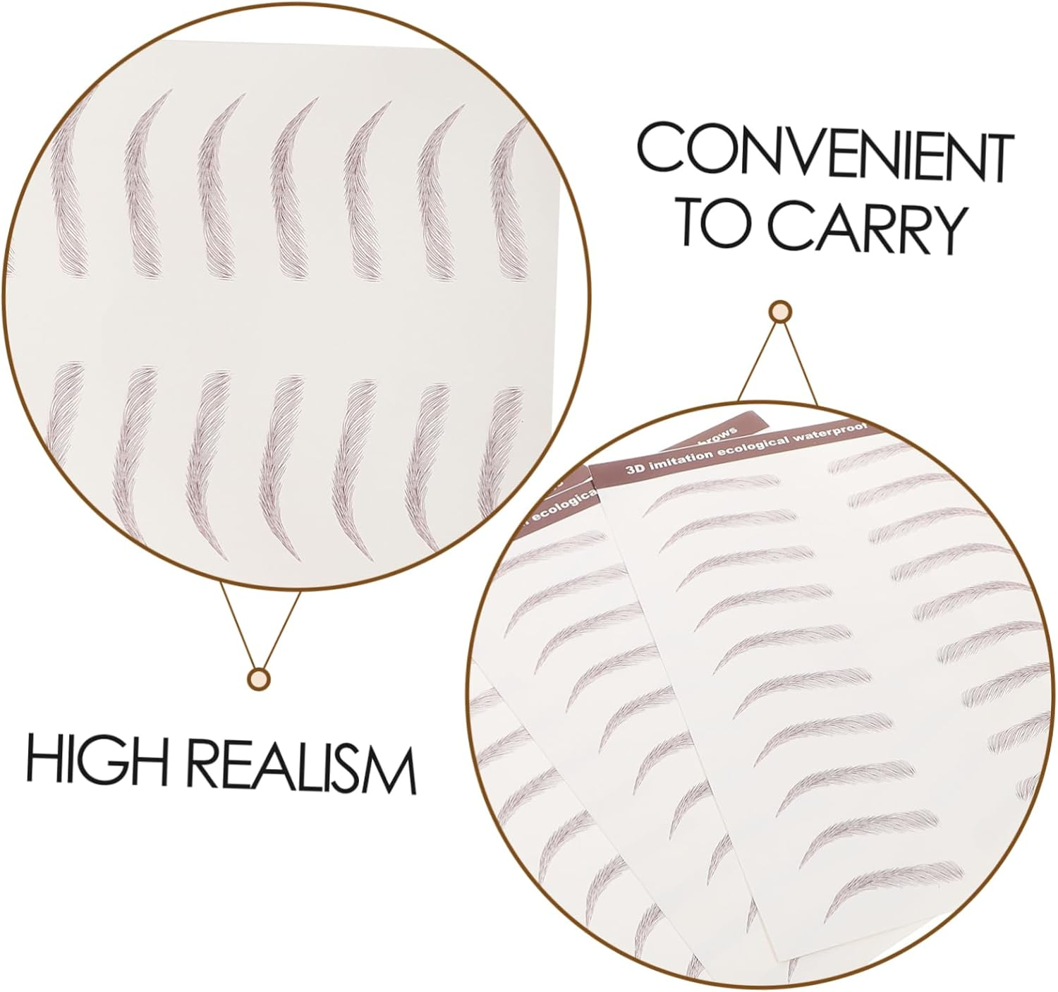 Gatuida 3 Sheets Waterproof 3D Eyebrow Tattoo Stickers Peel off Adhesive Eyebrow Transfers for Natural Look Suitable for Daily Makeup and Special Occasions image number 2