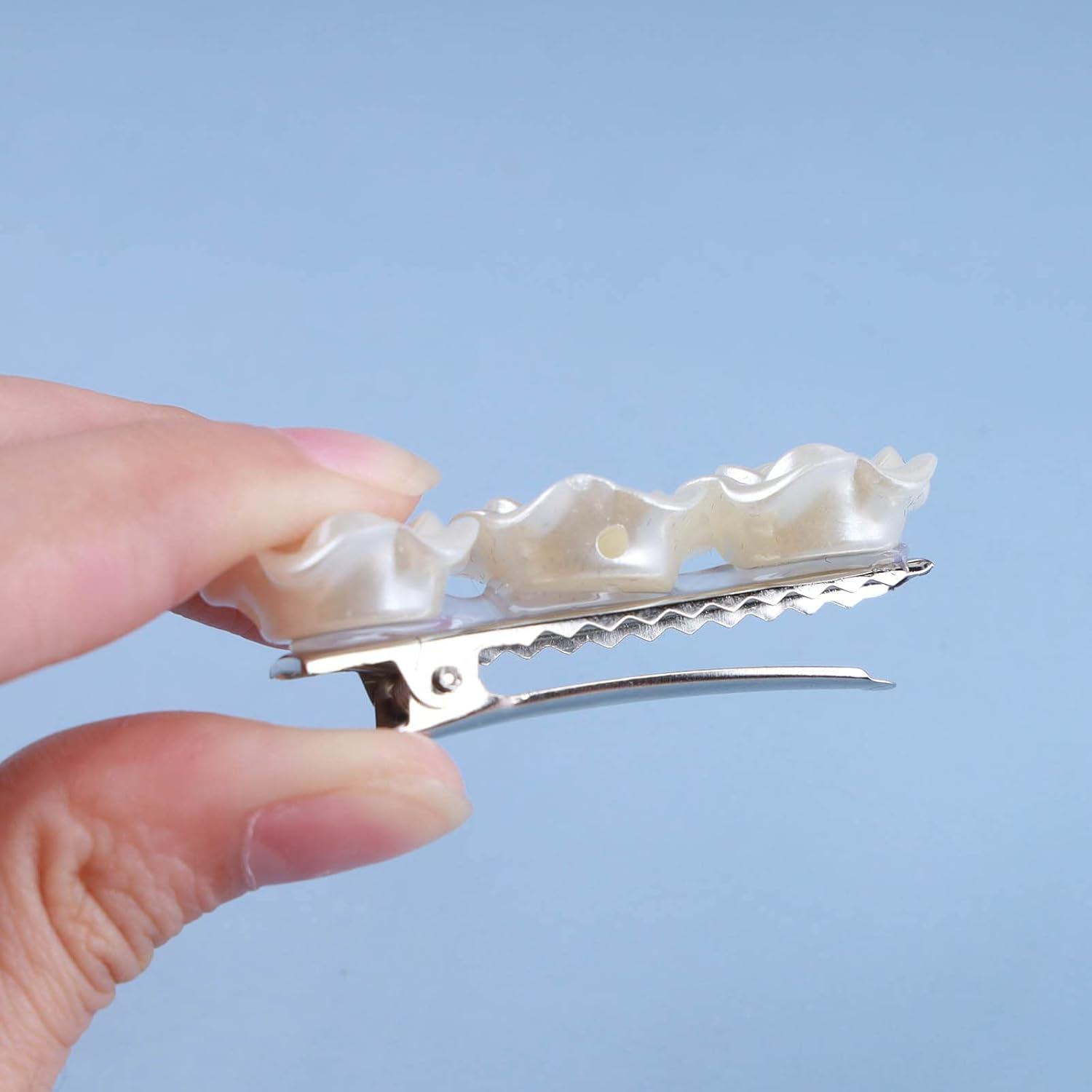 Yheakne Boho Flower Hair Clip Camellia Hair Clip Silver Flower Barrette Elegant Head Clip Headpiece Decorative Hair Accessories for Women and Girls Headwear image number 5