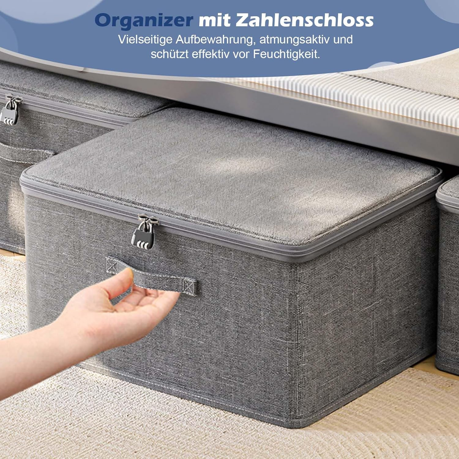 Lockable Storage Bag, Discreet Adult Toy Storage Box, Large Organizer Case with Zipper and Handle for Private Toys Cards Files Documents Cash Accessories Foldable Fabric Clothing image number 5