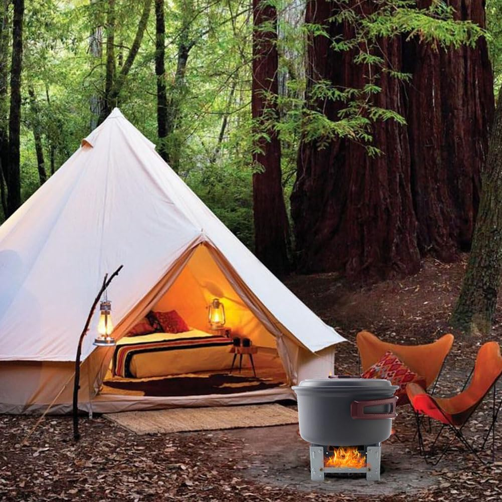 Mini Camping Stove, Foldable Portable Cooker, Mini Alcohol Cooker, Pocket Cooker, Suitable for Outdoor, Picnic, BBQ, Camping, Hiking, Travel, Pack of 2, with 4 Camping Stove Wind Deflectors image number 3