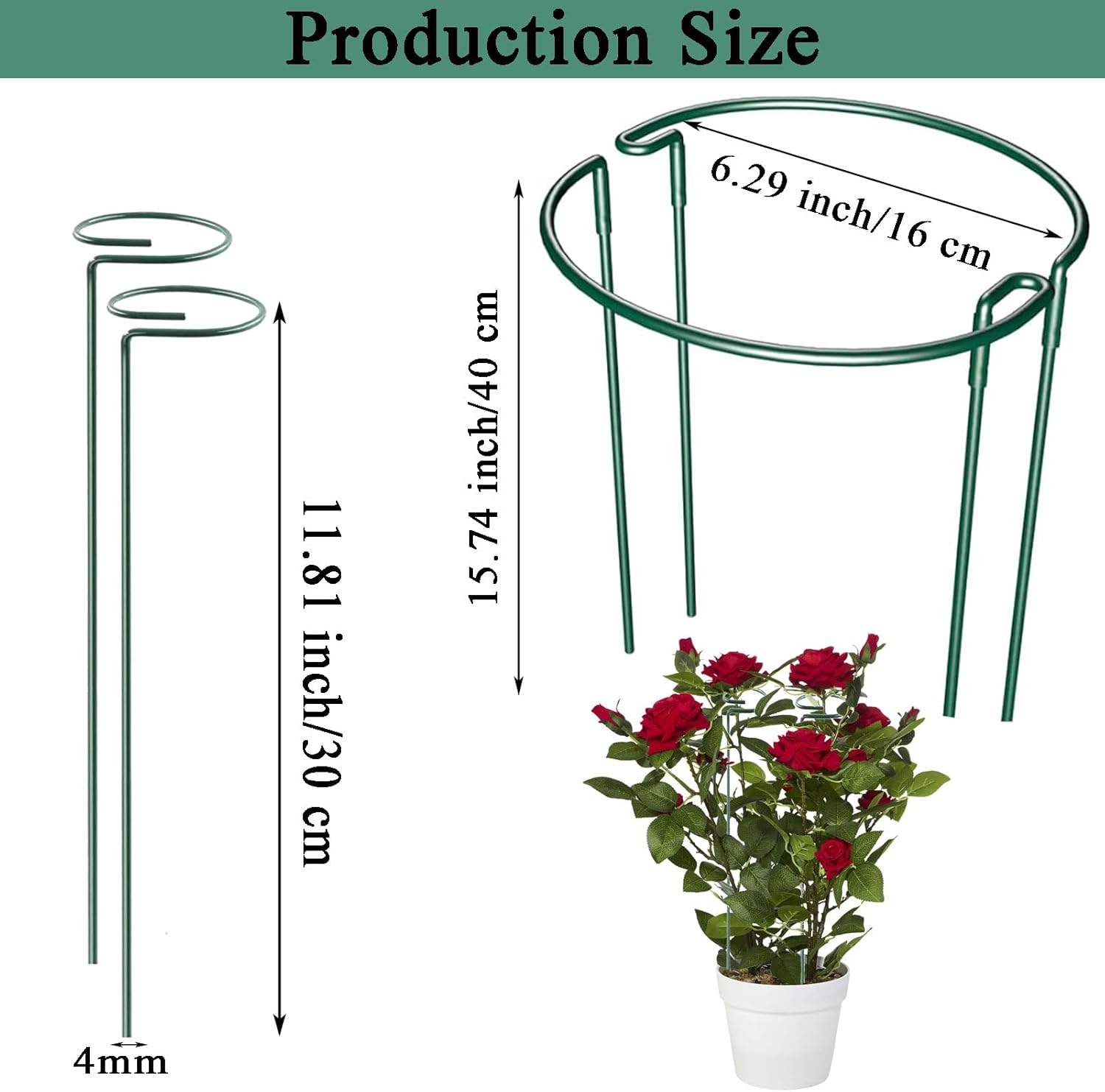 33Pcs Plant Support Stakes,12Pcs Semicircular Plant Stakes for Indoor Plants,20Pcs Plant Clips,Plant Sticks Support Tall for Monstera,Tomatoes,Rose image number 2