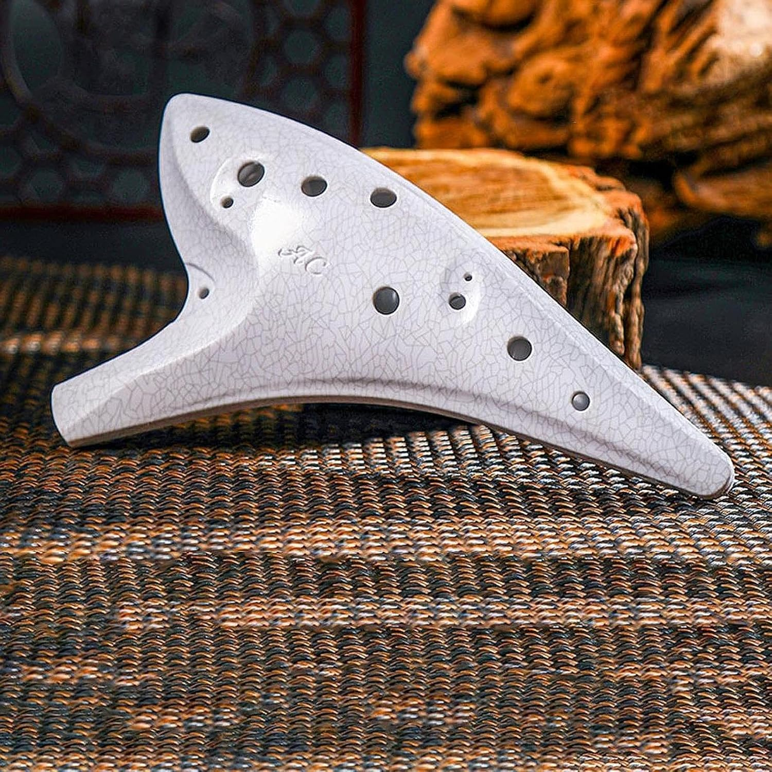 Qianly Professional Alto C Ocarina with Pouch, Ideal for Beginners, White