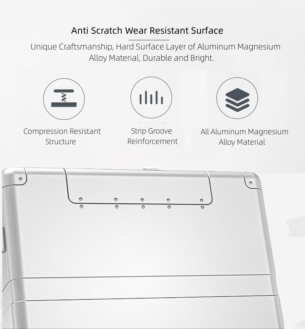 All Aluminum Magnesium Hardside Carry on Luggage with Wheels, Zipperless Hardshell Checked Luggage with Lock, Airline Approved Suitcase Metal Rolling Luggage for Travel, Business (Silver, 20 Inch) image number 2