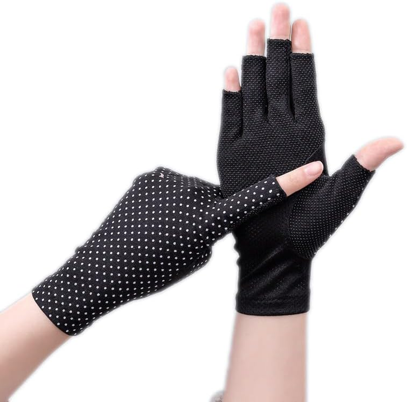 INOGIH Women Sunblock-Fingerless Gloves Uv-Sun-Protection Driving Non-Slip Outdoor Gloves for Women Girls