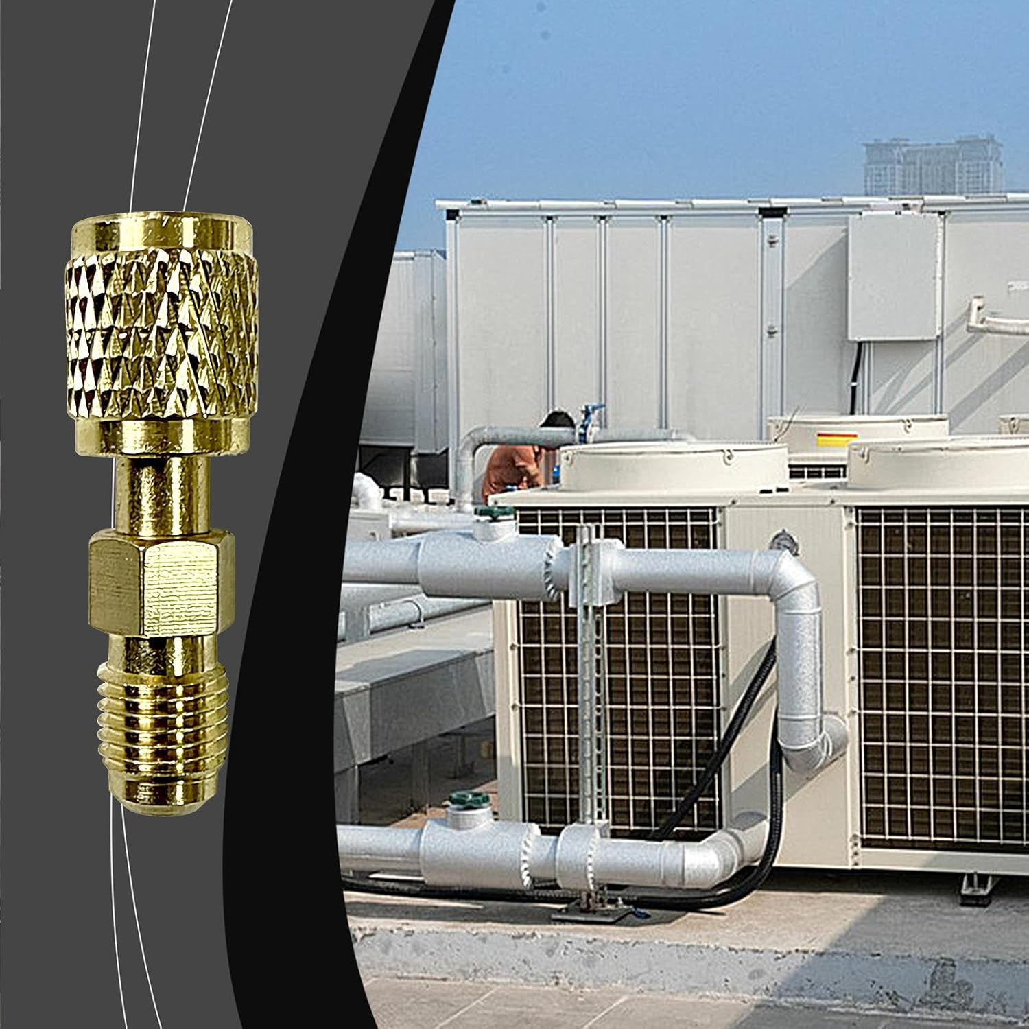 Refrigerant Tank Adapter,Refrigerant Hose Adapter | Reverse Thread Fitting, 1/4 Inch Connector Precise Charging HVAC Ductless Split Unit image number 4