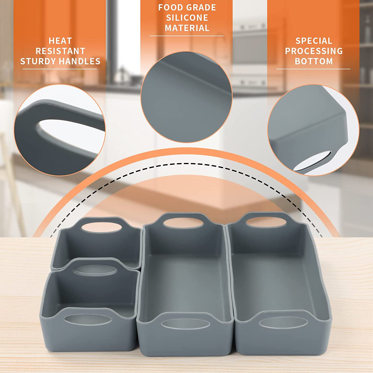 STARBRILLIANT Silicone Baking Sheet Pan Dividers,Sturdy Heatproof Handles Nonstick Tray,Cooking Reimagined,Reusable Bakeware Set for Meal Prep,Easy to Clean,Air Fryer,Oven Safe (Gary A) image number 3