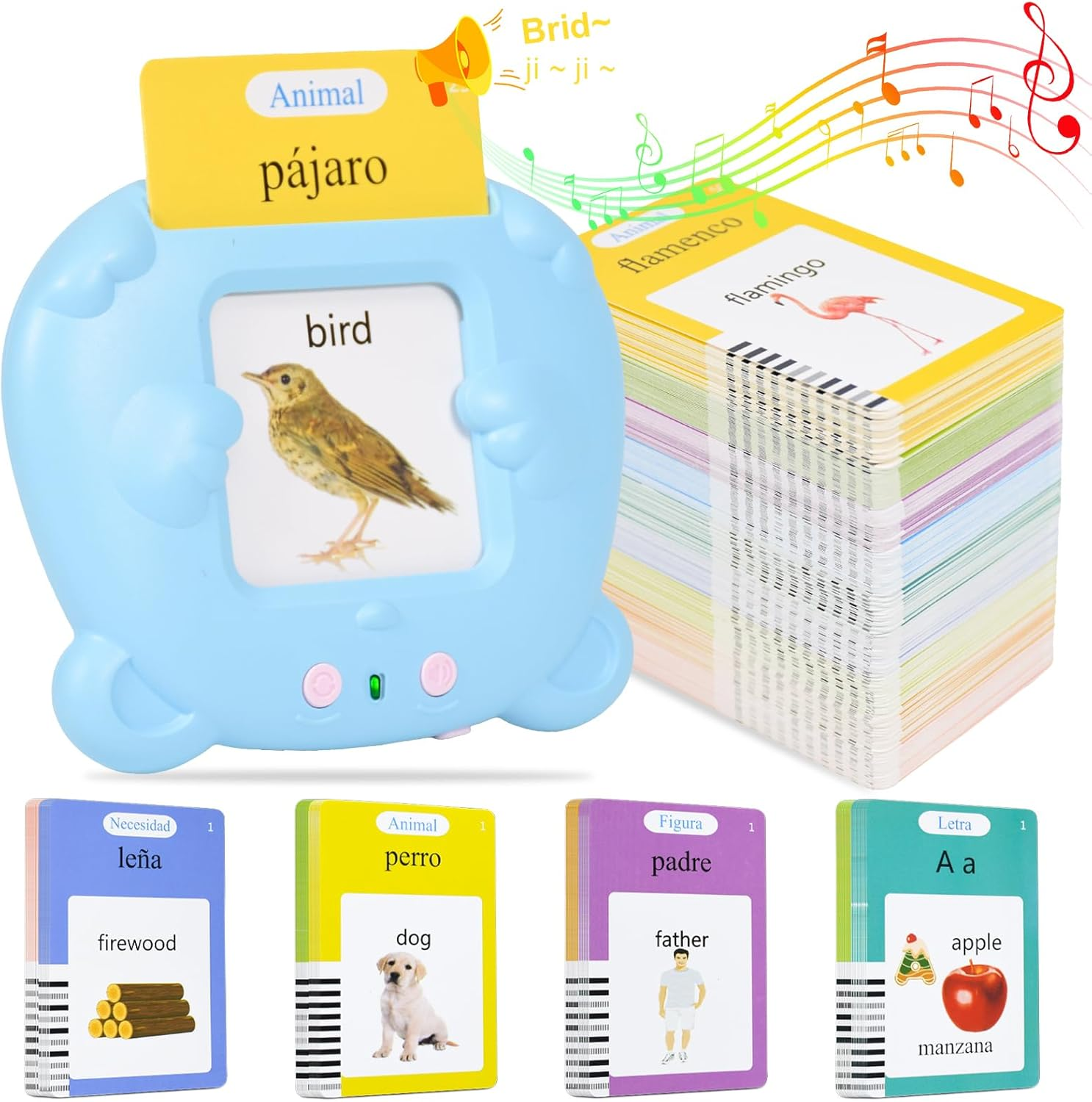 SAYEEC Toddlers Bilingual Talking Flash Cards Spanish English Montessori Toys with 510 Sight Words Kids Speech Therapy Autism Sensory Toys Learning Educational Gifts for 3 4 5 6 7 Years Old Boys Girls image number 4