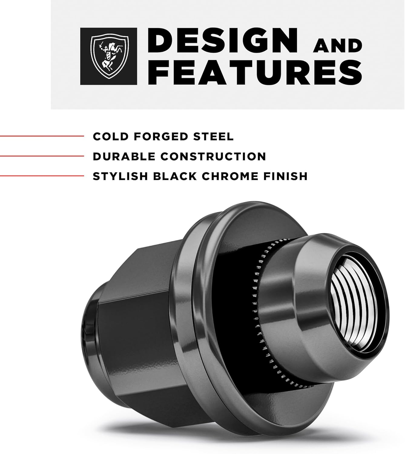 White Knight 5307L M12X1.50 Toyota SUV OEM Factory Style Mag Lug Nut with Washer, 4 Pack 1.47" Height Black image number 3