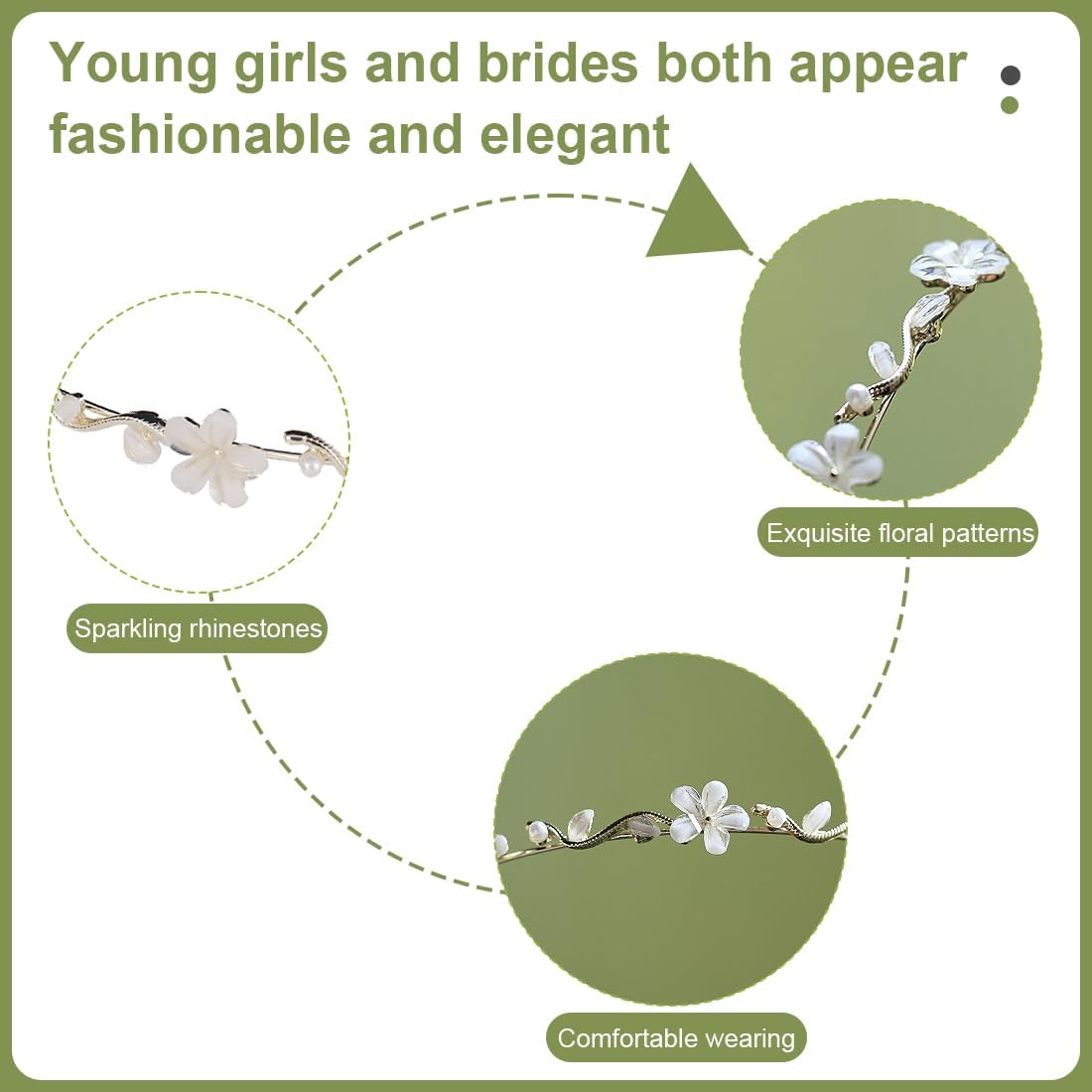 ZORVUJI Hair Accessories Communion Girls Silver Flowers Headband Wedding Bridal Headpiece First Communion Festive image number 1