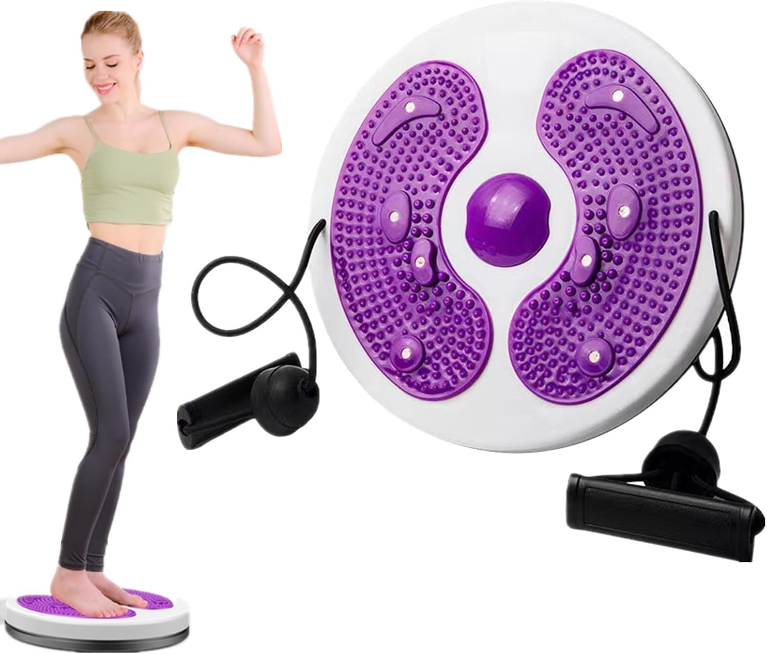 Waist Twisting Disc, Waist Whisper with Resistance Bands and Foot Massage, Body Shaping Waist Whisper Twisting Disc Board, Waist Trainer Machine for Exercise and Toning Workout Decoration (C) image number 5