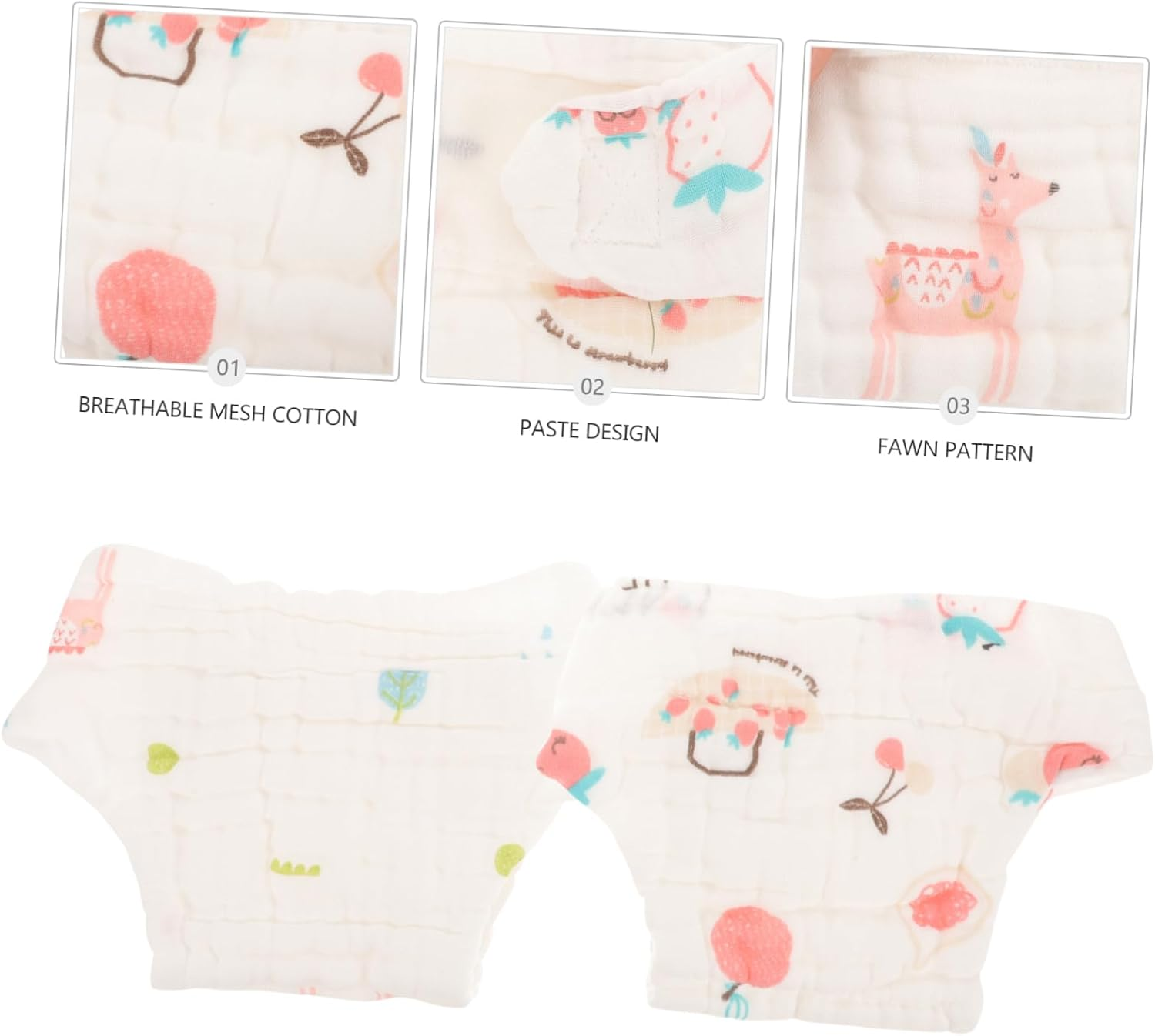 VICASKY Washable Cotton Gauze Diaper Pants for Newborn Infant Girl 2 Pack Reusable Nappies Absorbent and Comfortable Random Style image number 4