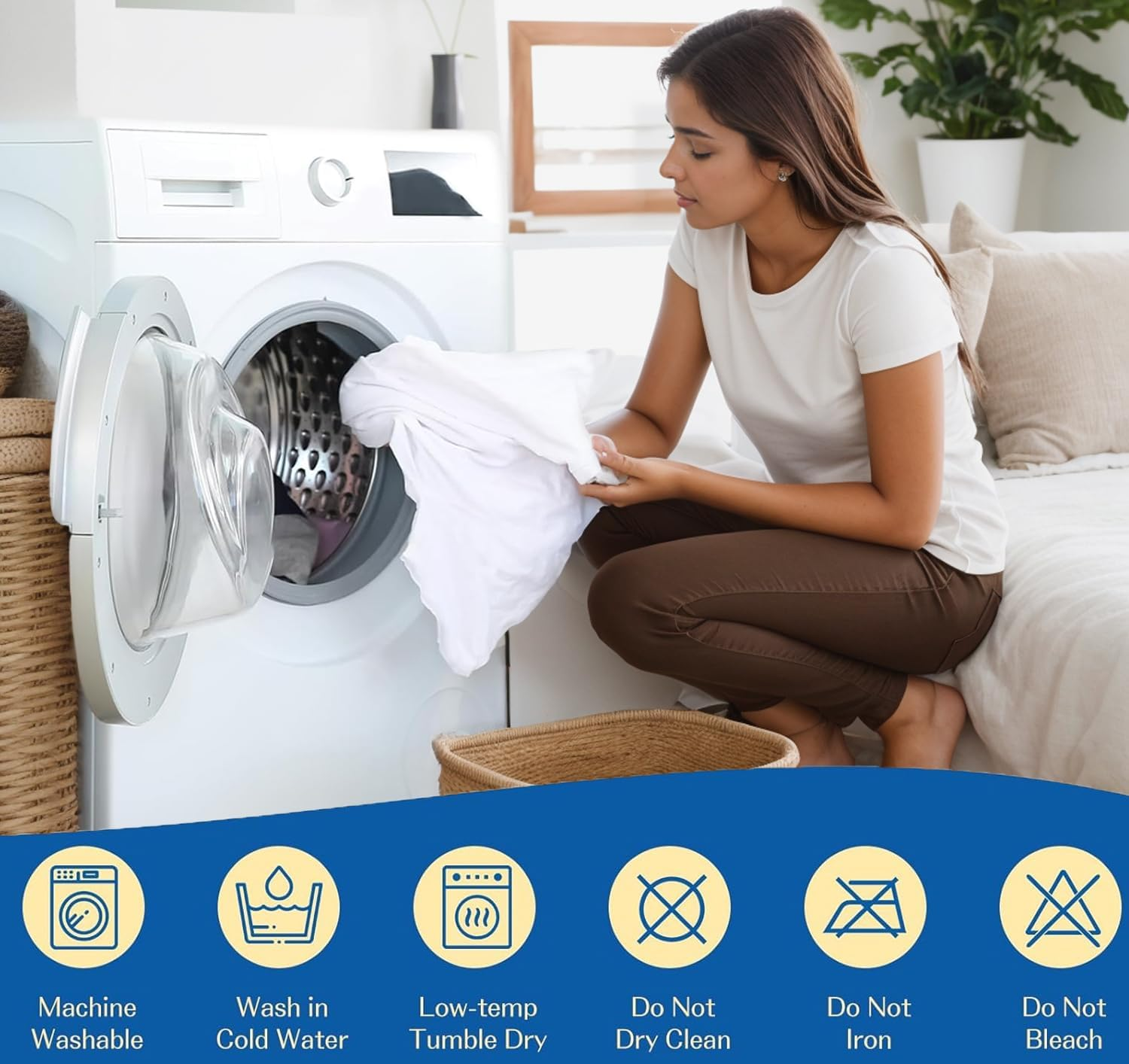 Waterproof Mattress Protector,H HOME-MART Deep Pocket Queen Size Fitted Sheet,Stretch to 46CM Fitted Deep Pocket,Premium Waterproof Mattress Protector, Soft Mattress Pad Cover(White, King) image number 2