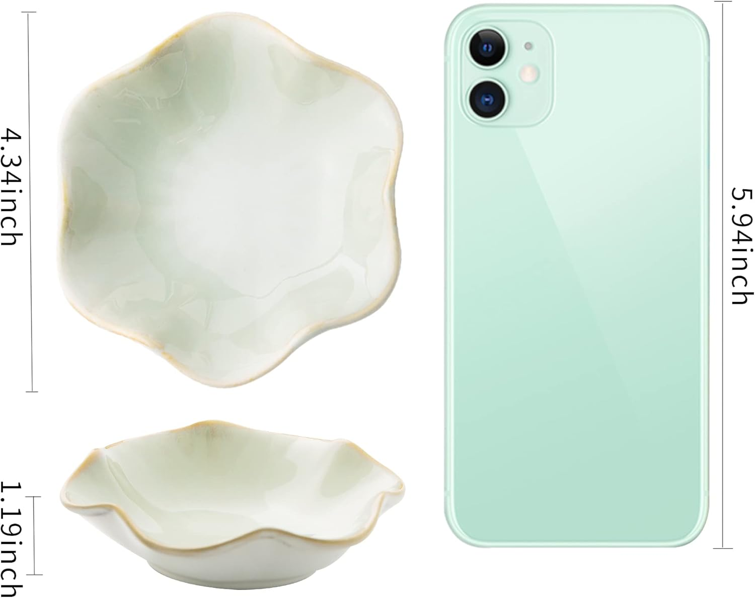 Jewelry Dish Tray, Ring Dish, Ceramic Trinket Tray, Key Bowl, Decorative Plate, Gifts for Friends Sisters Daughter Mother(Light Green) (JS202) image number 4