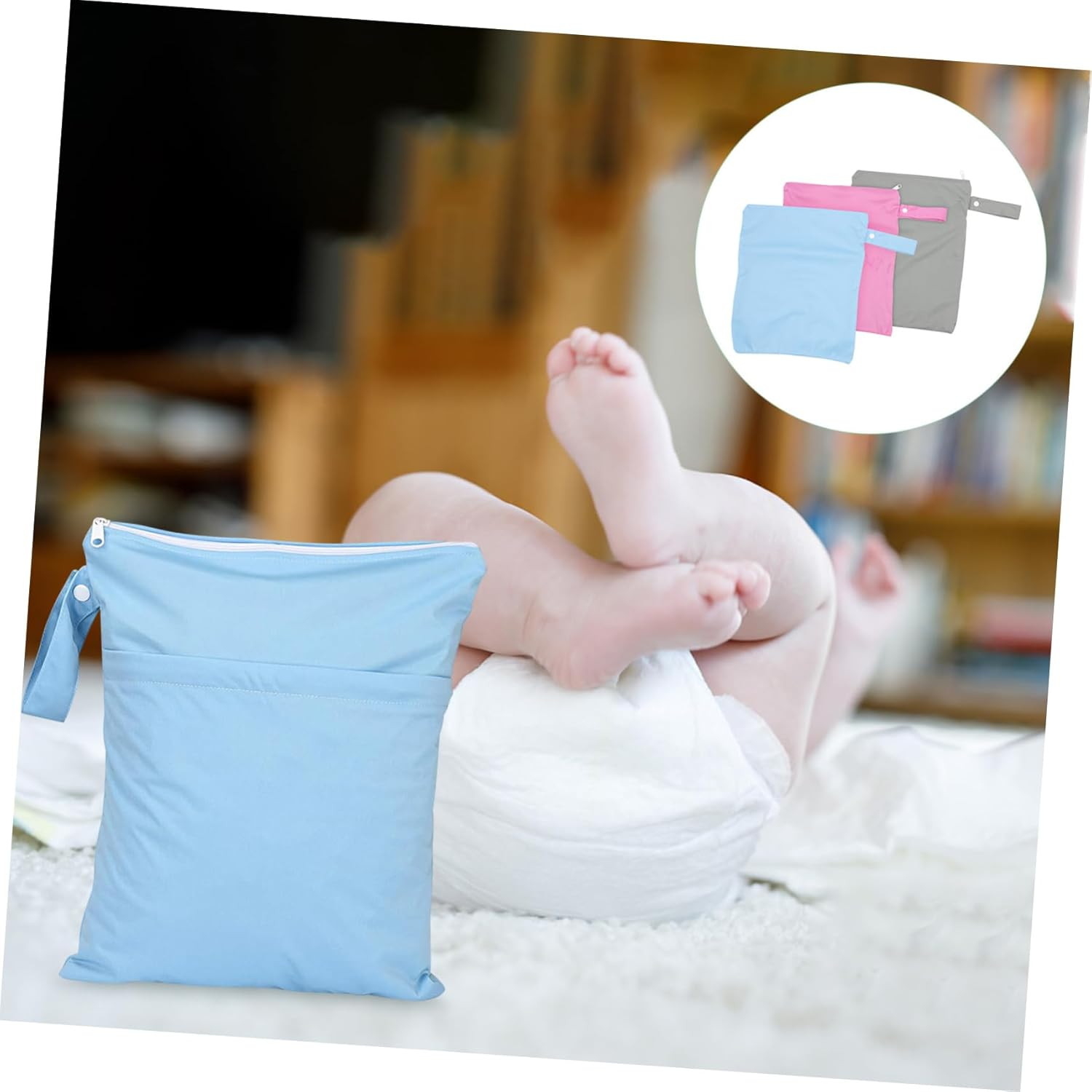 ULDIGI Waterproof Wet Bag 3 Pack Diaper Wet Bag Diapers Wet Dry Bag Material Easy Access