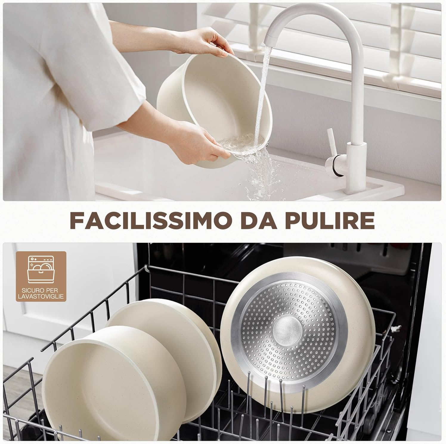 IPOW Pots and Pans Set Non Stick, 15PCS Cookware with Frying Pans & Saucepan, Detachable Handle and Cooking Utensils Set, Oven Safe, Space Saving image number 3