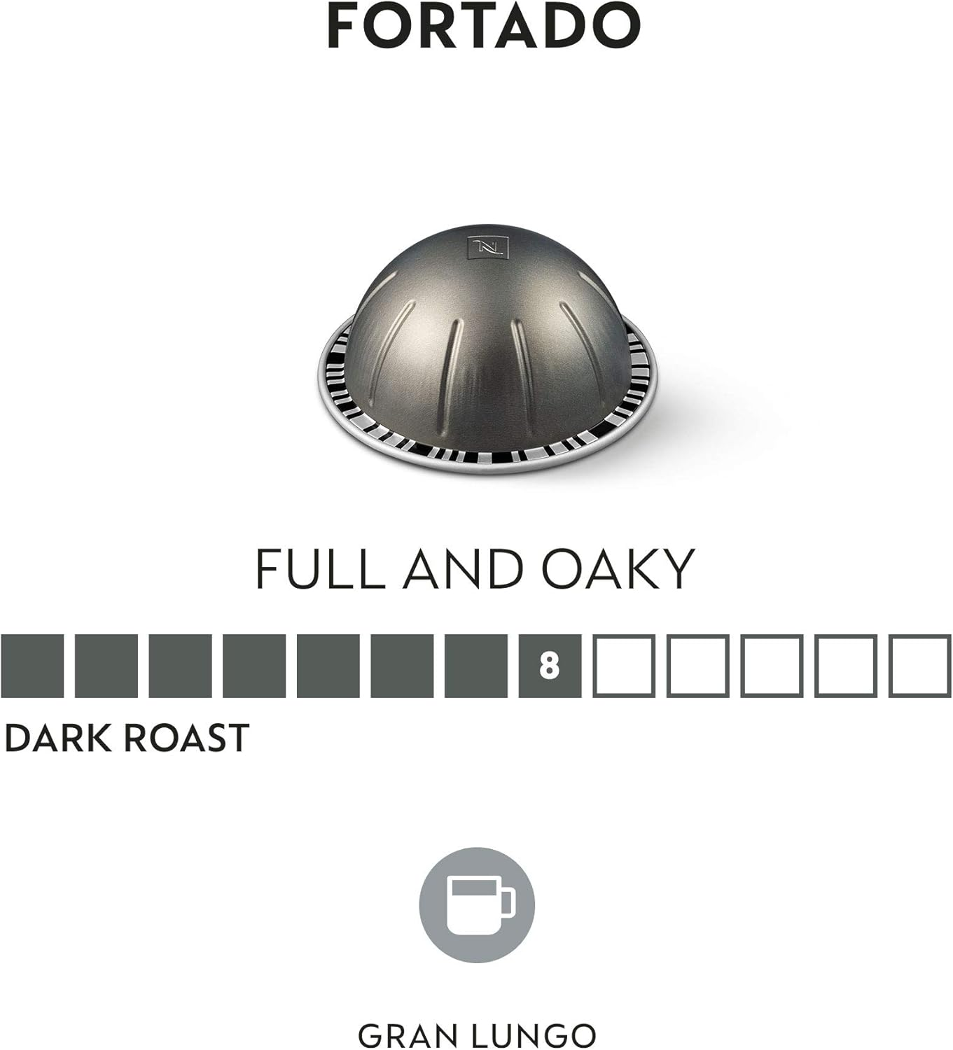 Nespresso Capsules Vertuo, Fortado Gran Lungo Americano, Dark Roast Espresso Coffee, 30 Count Coffee Pods, Brews 5.0Oz. image number 5