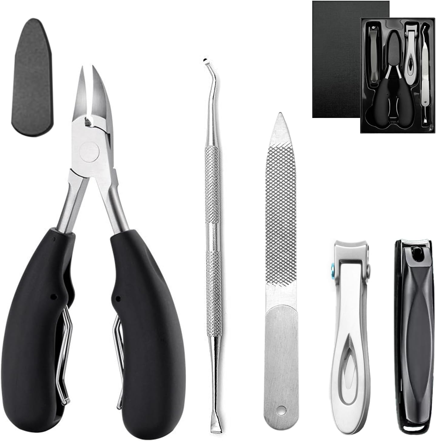 SHUNMAN Nail Cutter Set,5 Pcs Premium Large Nail Clippers Set, Podiatrist Toenail Clippers Kits, for Thick & Ingrown, for Elderly,Mens,Women,Long Handle Safety image number 3