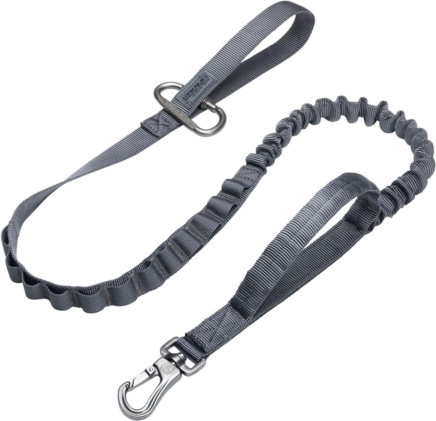 EXCELLENT ELITE SPANKER Bungee Dog Leash Tactical Dog Leash Nylon Adjustable Tactical Leash for Dogs Quick Release Military Dog Leash with 2 Control Handle (Black)