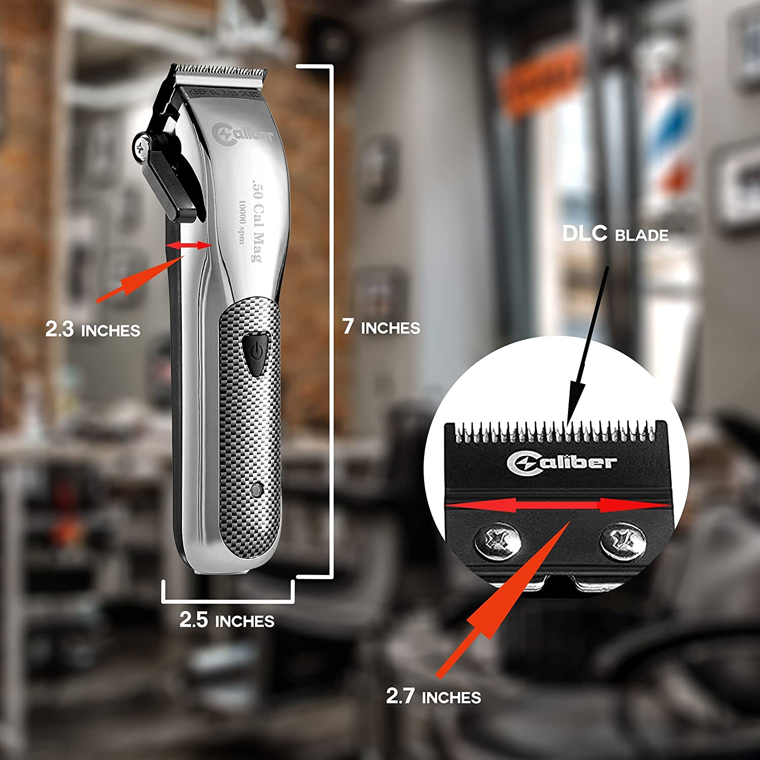 Calibre .50 Cal Professional Cordless Clipper - Rechargeable, High Speed Magnetic Motor, Reliable Constant Power, 4 Hours Running Time - Used by Stylists & Barbers image number 2