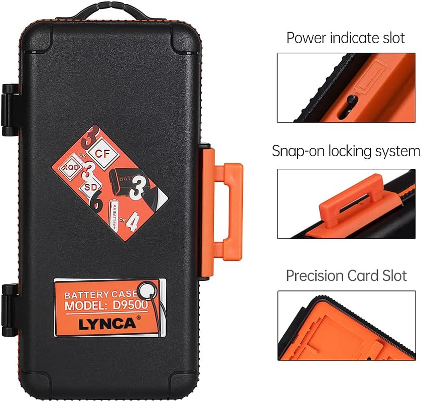 Camera Battery and Memory Card Case - Professional Water-Resistant & Shockproof Storage Box for 3 Batteries or 4 AA Batteries, 6 SD SDXC SDHC and 3 XQD or 3 CF Cards-O image number 2