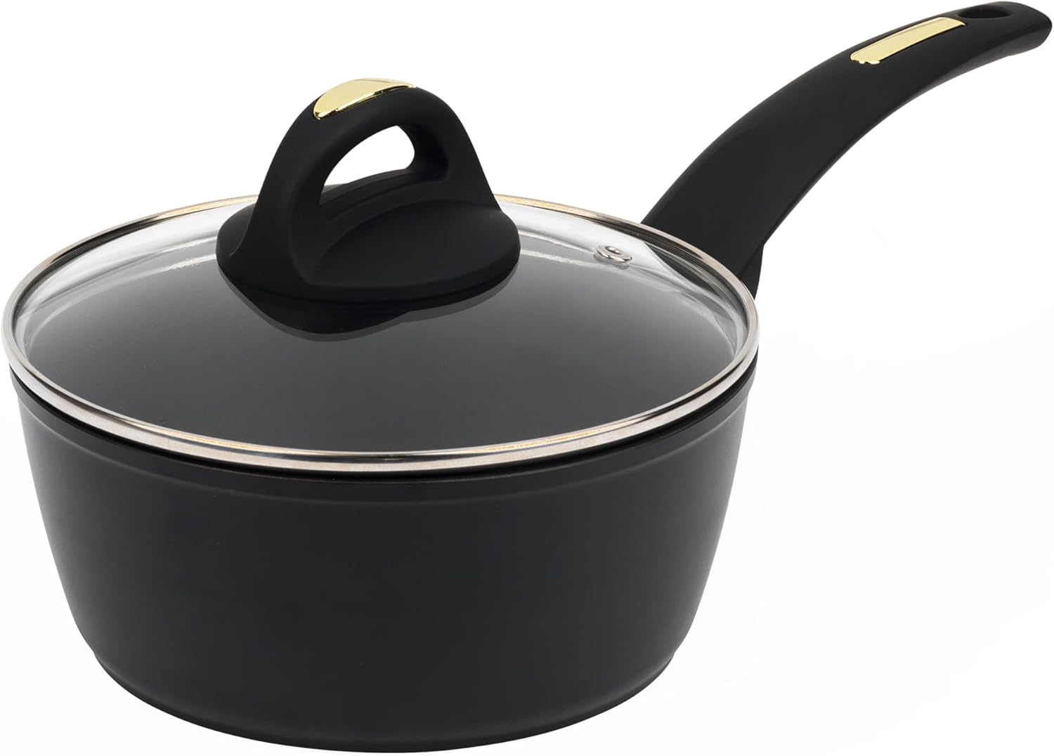 Russell Hobbs Noir Gold 18Cm Saucepan, RHCW18SNG, Induction Compatible, Soft Touch Bakelite Handle, Tempered Glass Lid, Easy Clean Non-Stick Surface, Stylish Gold Accents image number 4