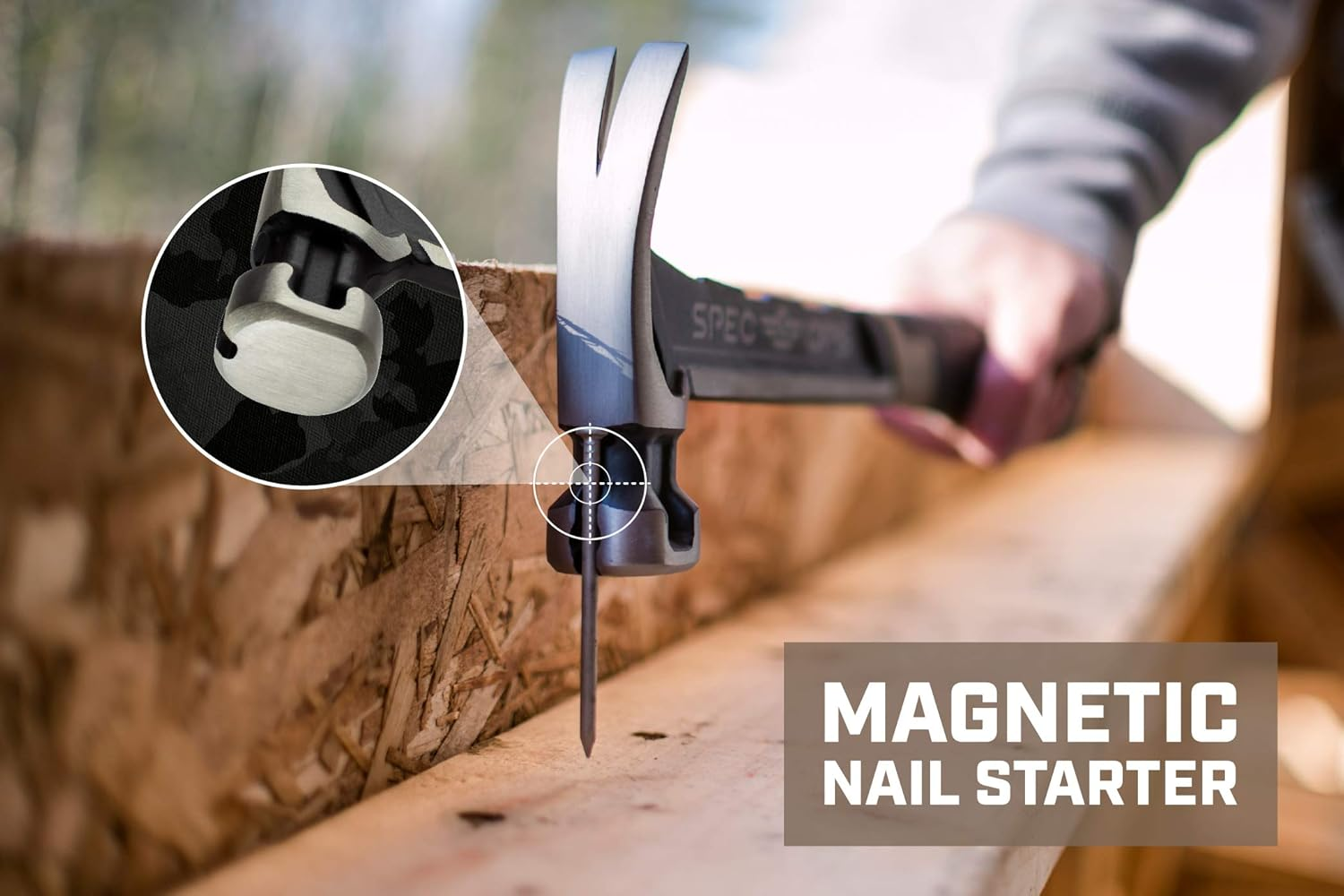 Spec Ops - SPEC-M20SF-S Tools Nailing Hammer, 20 Oz, Rip Claw, Smooth Face, Soft Mallet Face, Shock-Absorbing Grip, 3% Donated to Veterans Black/Tan image number 4