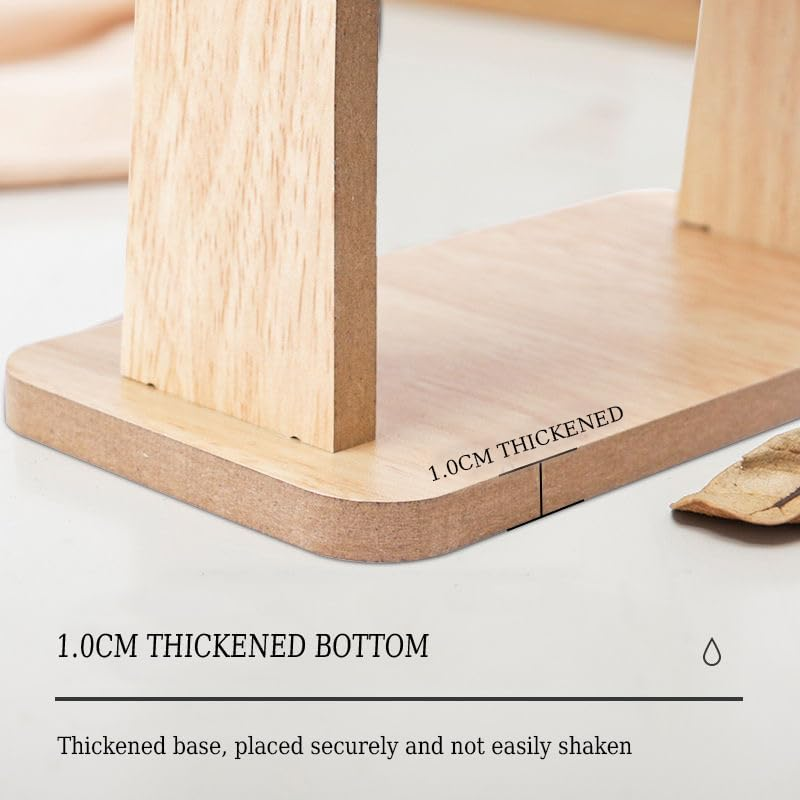 Desk Vanity Makeup Mirror with Natural Bamboo Stand Tabletop Travel, Wood Portable Table Desk Countertop Mirror Bathroom Shaving Make up Mirror Adjustable Mirror image number 6