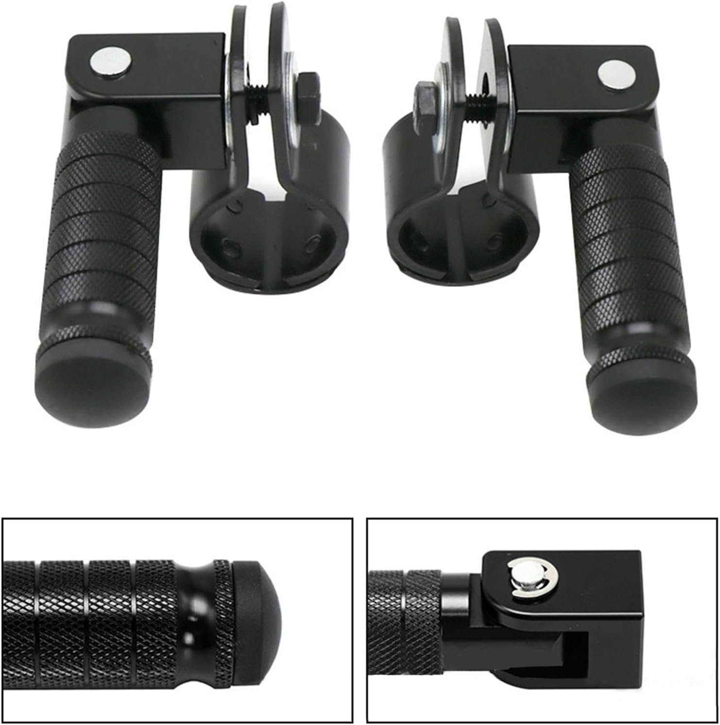 1 Pair Foldable Motorcycle Footrest, Clamp on Folding Motorcycle Footpegs, Bicycle 90 Degree Fixed Folding Passenger Pedal Supports, Foot Pegs for Motorcycles for Comfortable Riding - Blue image number 4