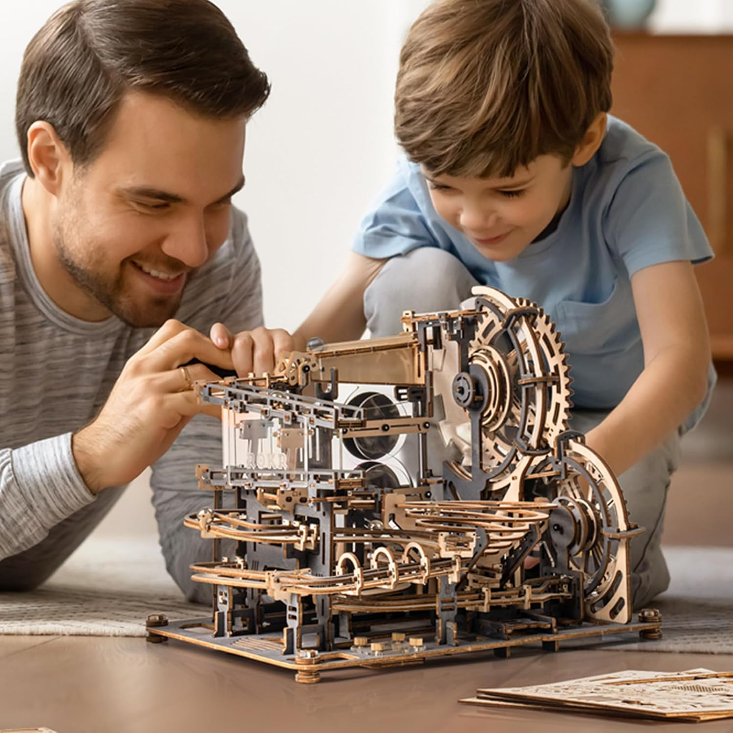 ROKR Marble Run 3D Wooden Puzzles Large Mechanical Model Kits for Adults Construction Set Gifts for Teens/Family (Marble Night City)