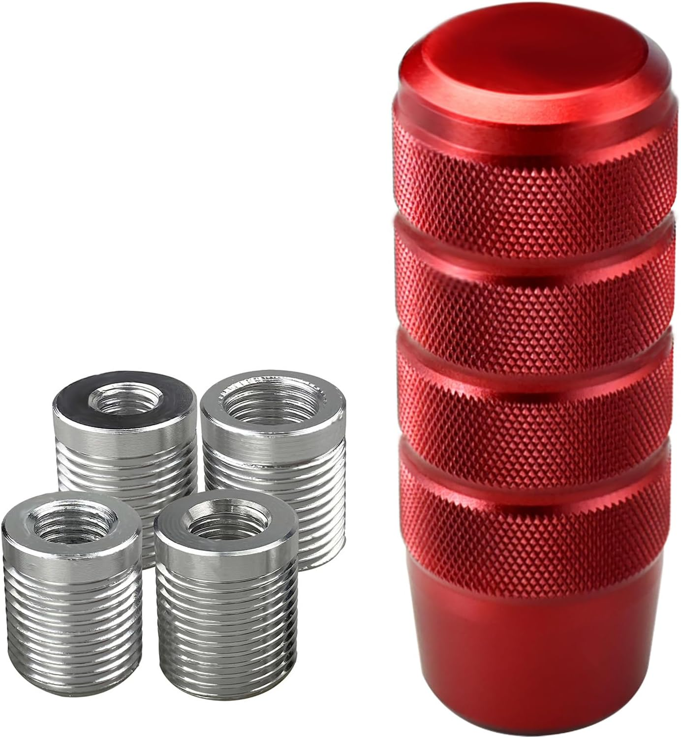 Ycooifo Shift Knob, 3.78" Aluminum Weighted Car Gear Stick Shifter Manual Knobs Fit Universal Manual Transmission Vehicle with 4 Threaded Adapters M8 M10 M12 X 1.25, M10X1.5 (Black)