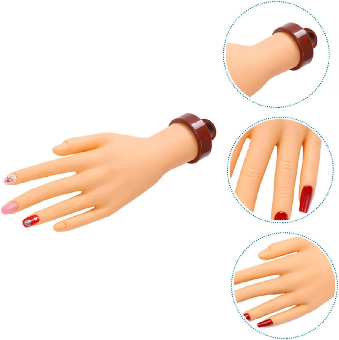 ADOCARN Flexible Manicure Model Simulated Hand Fake Nails Nail Art Wear Portable Hand image number 5