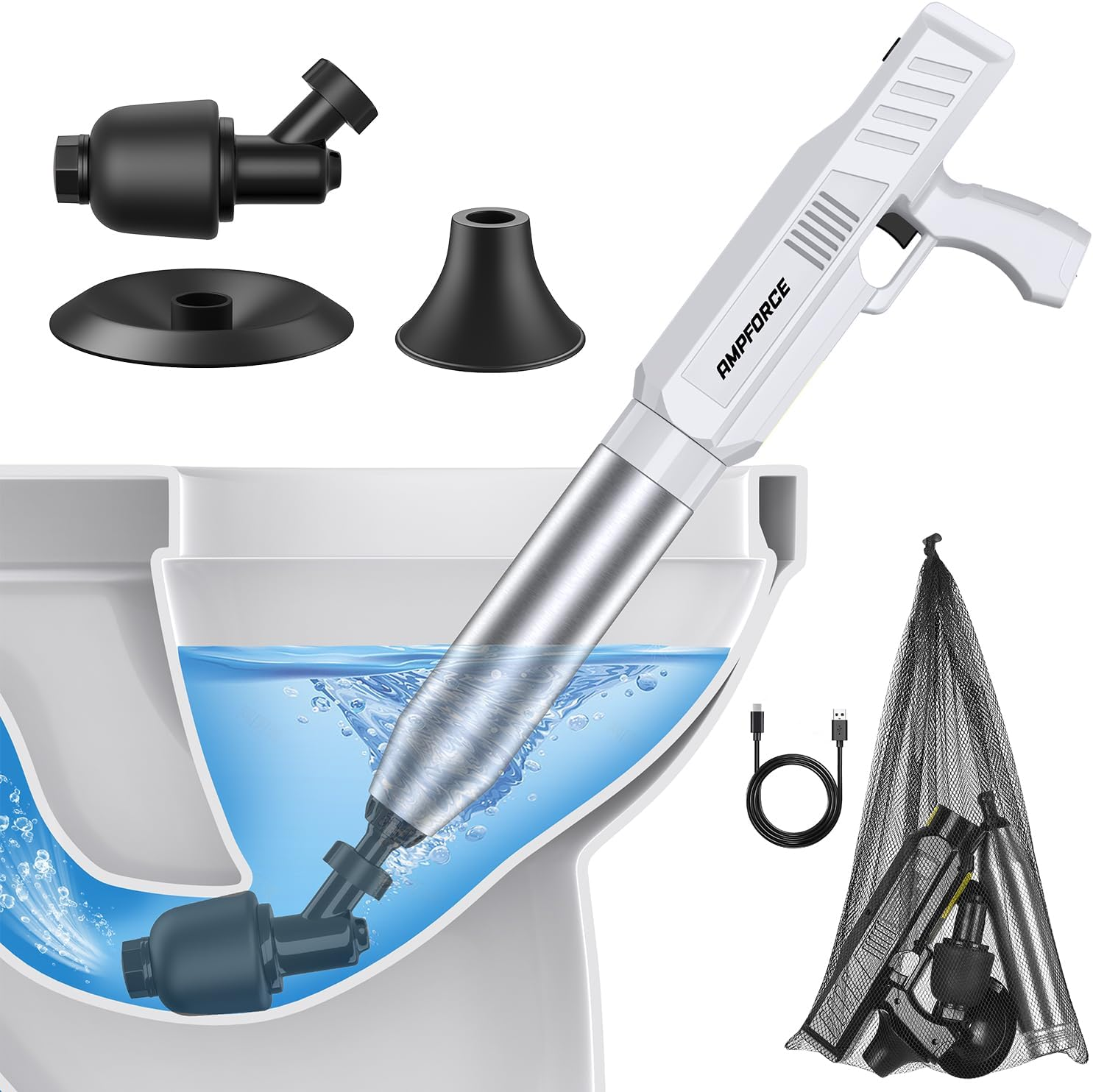 &zwnj;Electric Toilet Plunger for Bathroom, High-Pressure Air Plunger, Heavy-Duty Clog Remover for Toilets, Toilet Drain Unclogger