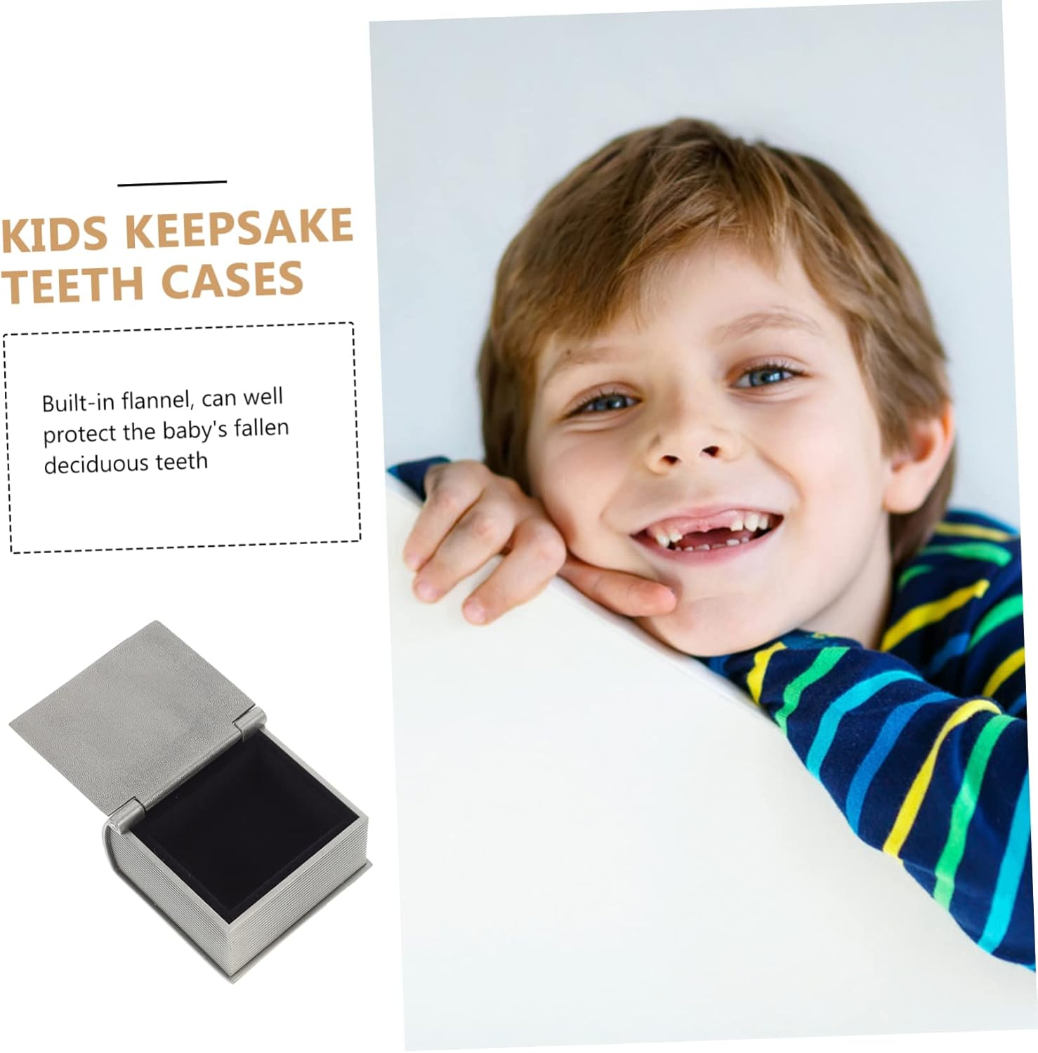 Baby First Tooth and Curl Storage Box for Kids, Metal Keepsake Organizer Vintage Silver Design, 2 Pcs Set for Preserving Baby Teeth and Hair image number 4